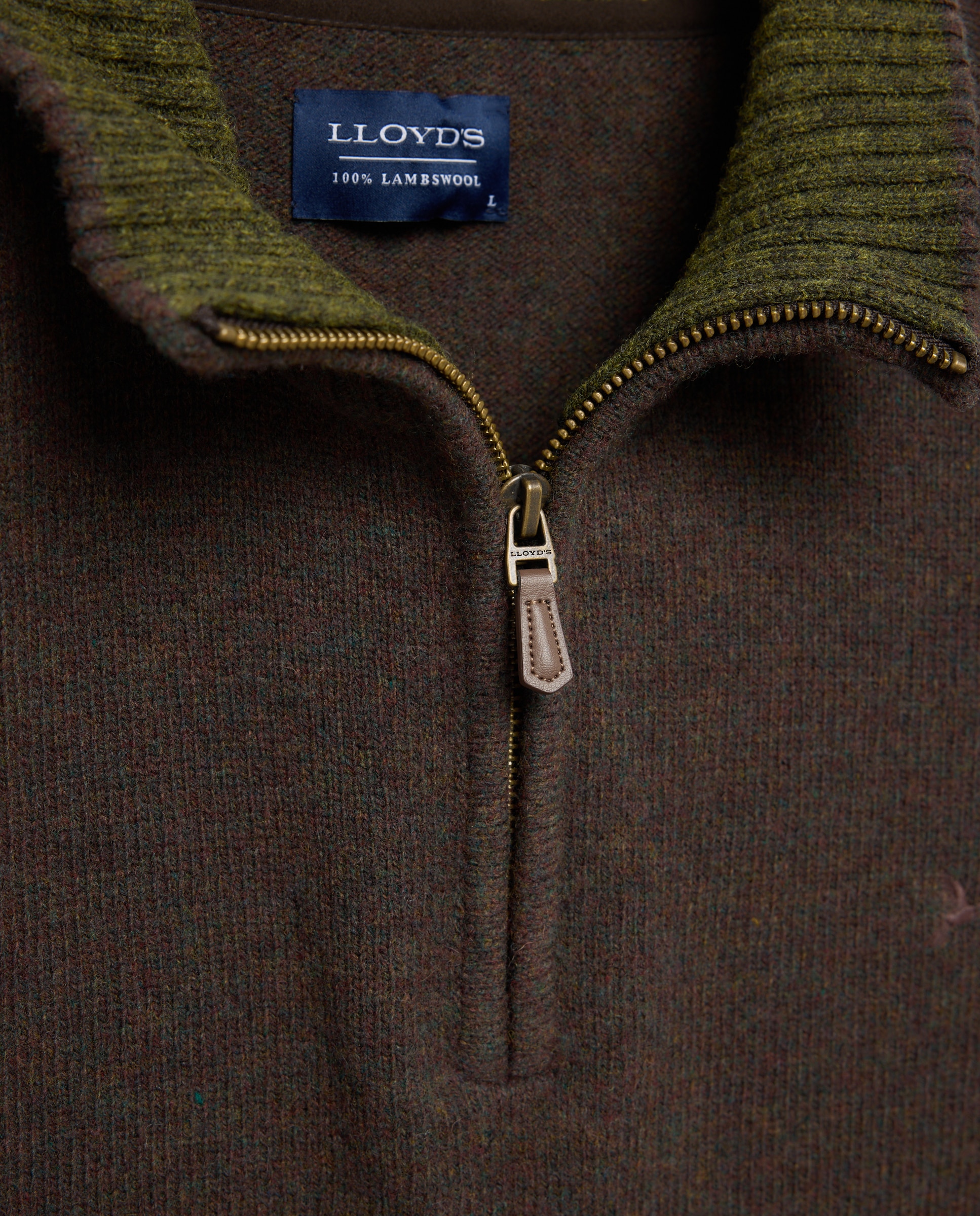 Camisola de Malha de Lambswool com Fecho de Correr Castanho-2