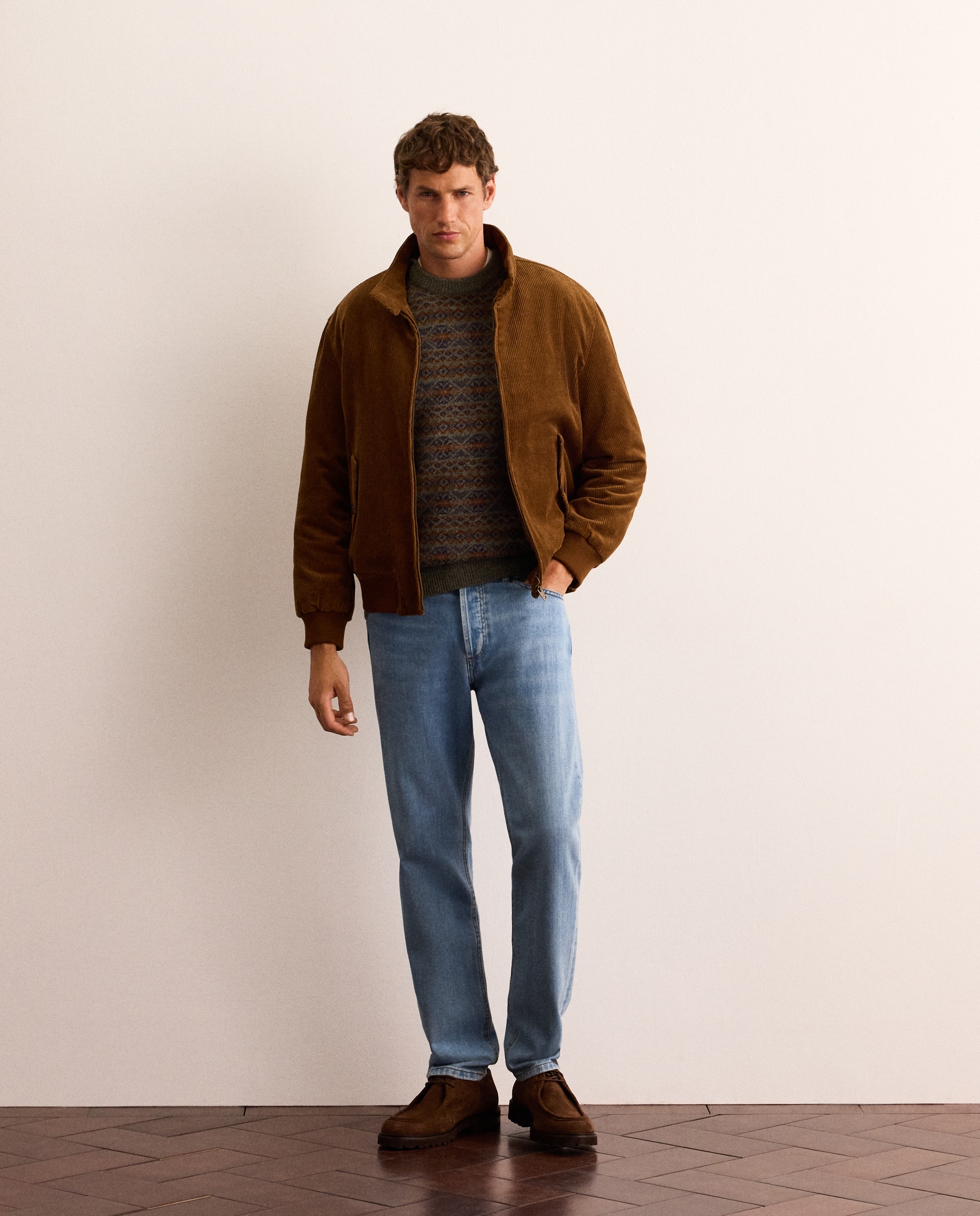 Jersey jacquard de lana Shetland con cuello redondo hombre - Lloyd's - Verde claro Verde claro-2
