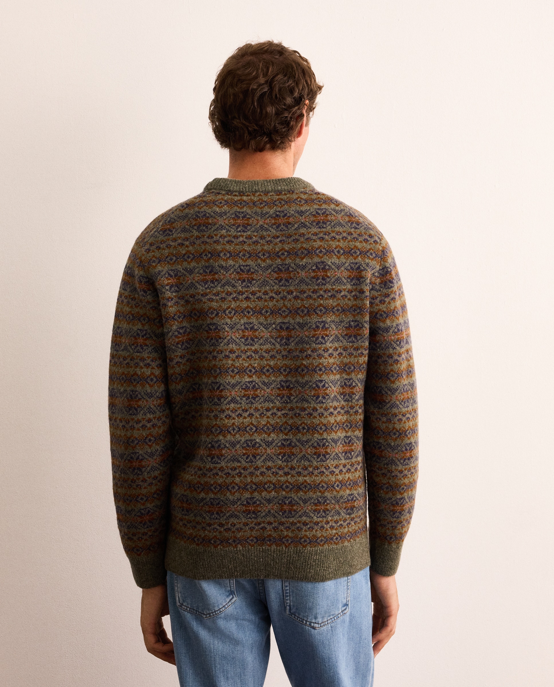 Jersey jacquard de lana Shetland con cuello redondo hombre - Lloyd's - Verde claro Verde claro-4