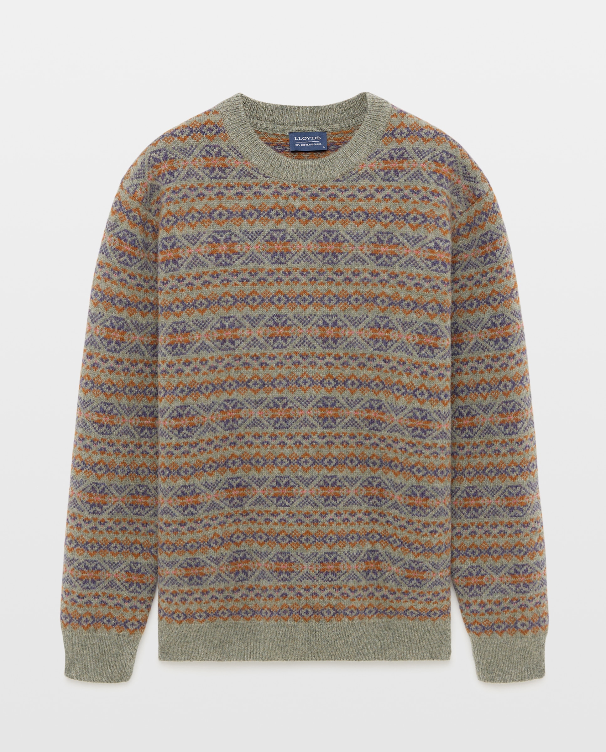 Jersey jacquard de lana Shetland con cuello redondo hombre - Lloyd's - Verde claro Verde claro-5