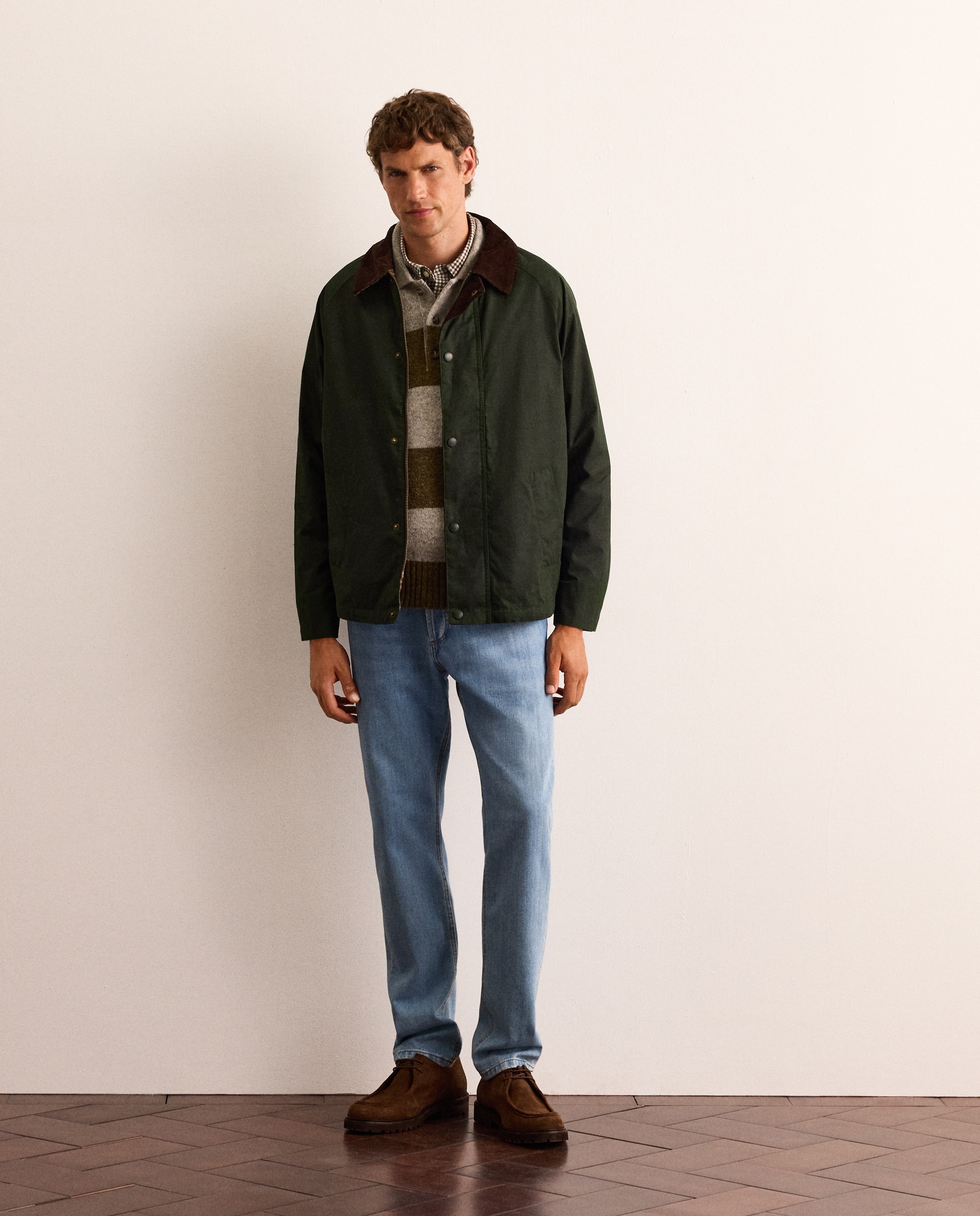 Jersey de rayas de lana con cuello polo hombre - Lloyd's - Verde Verde-2