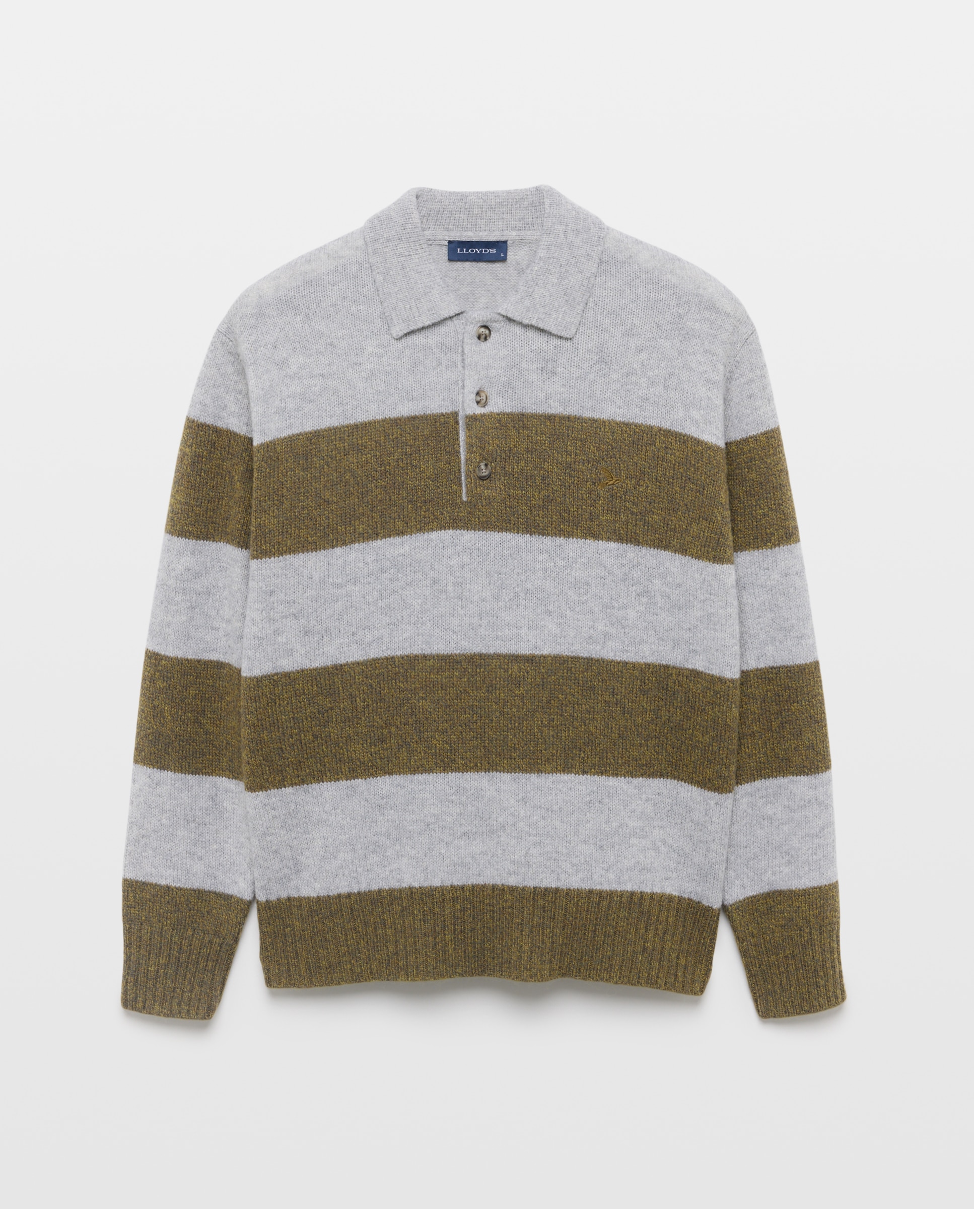 Jersey de rayas de lana con cuello polo hombre - Lloyd's - Verde Verde-4