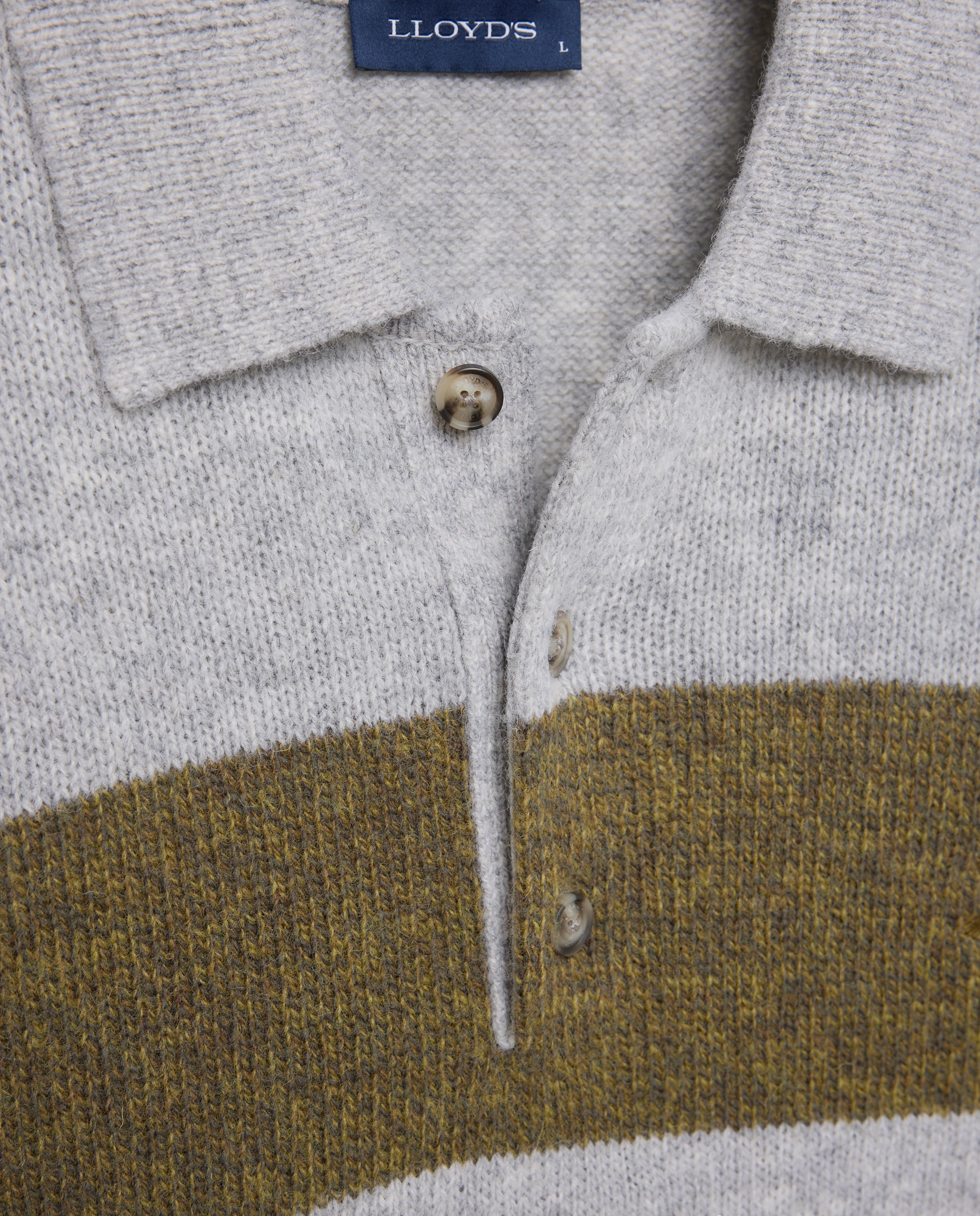 Jersey de rayas de lana con cuello polo hombre - Lloyd's - Verde Verde-5