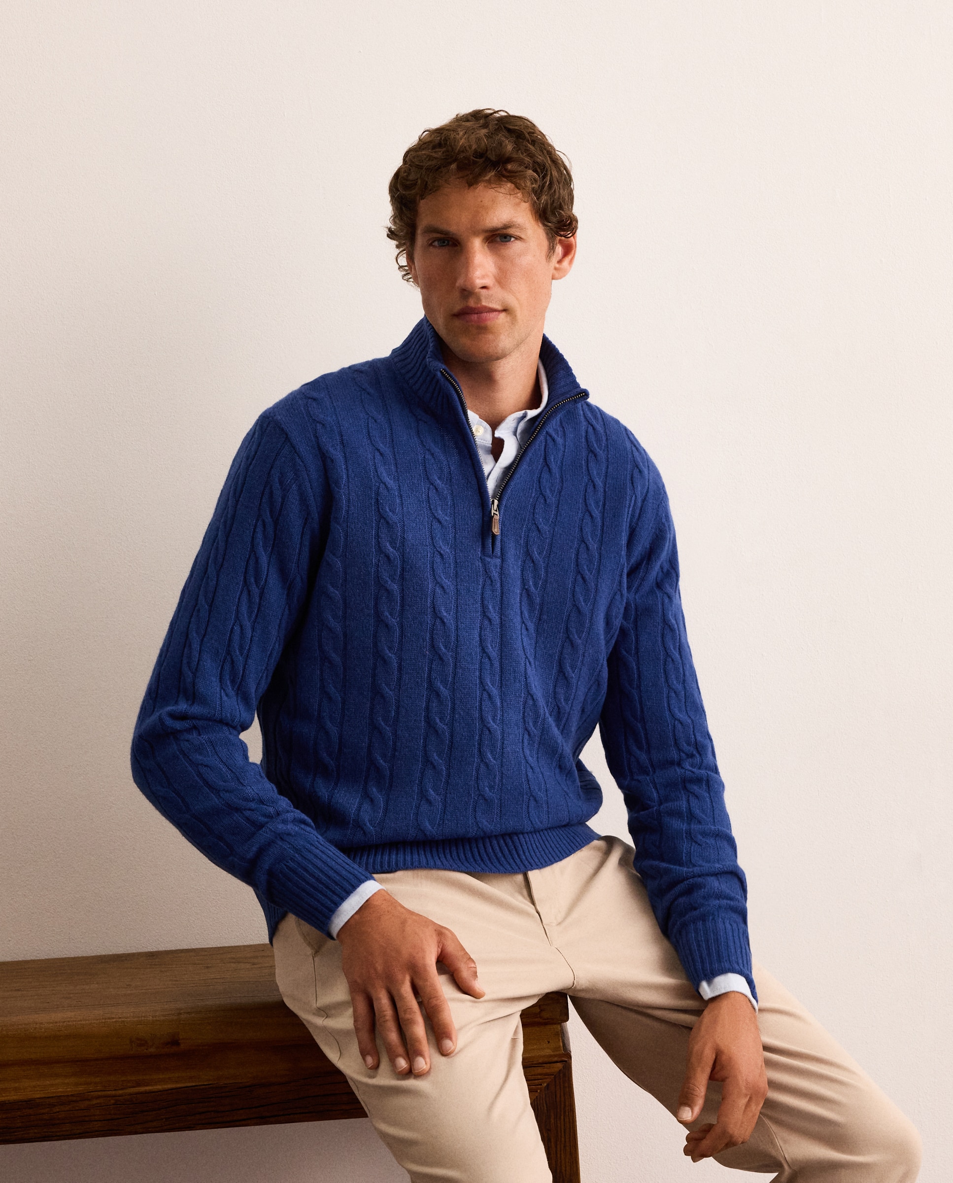 Jersey de hombre de ochos con media cremallera - Lloyd's - Azul Azul-1