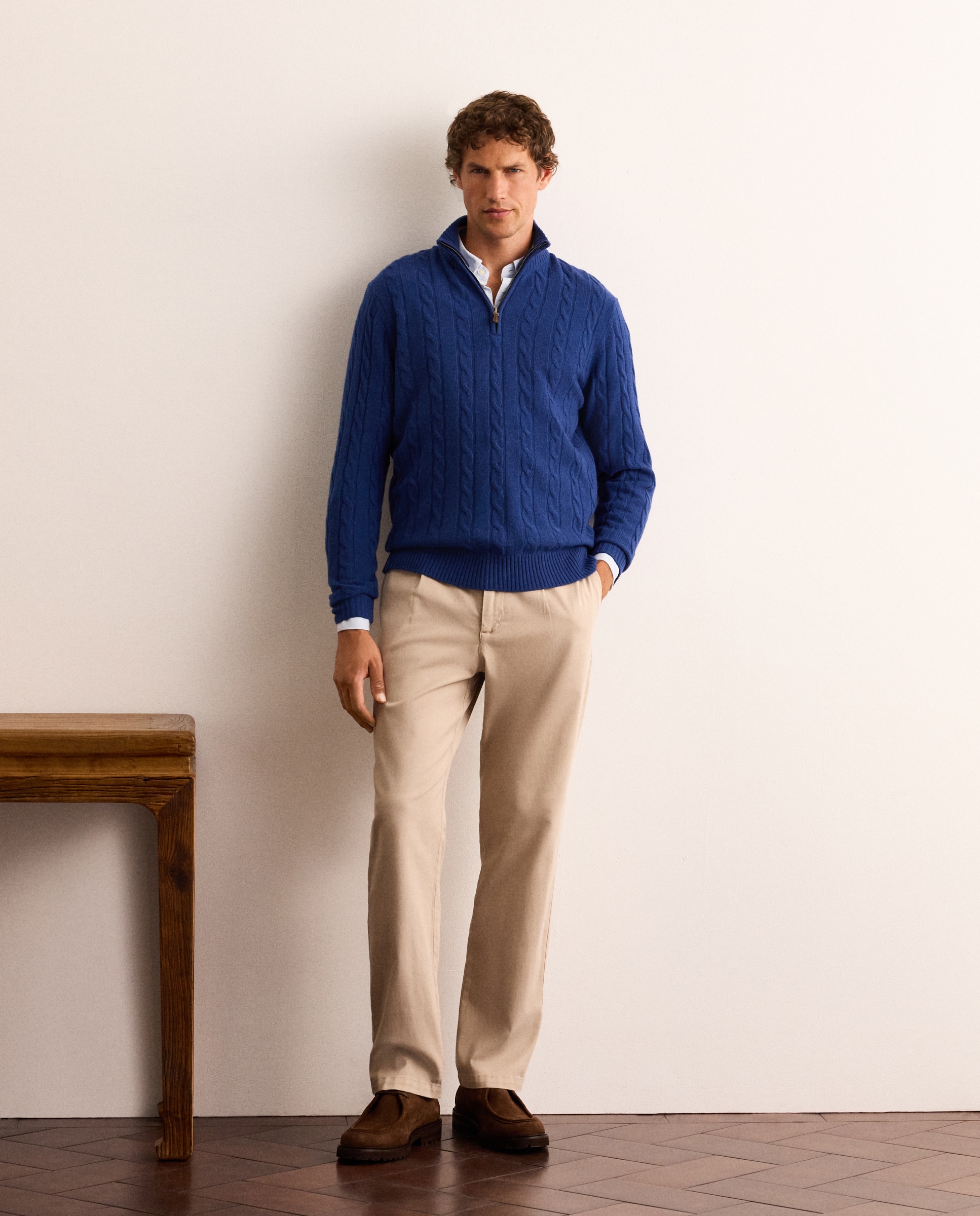 Jersey de hombre de ochos con media cremallera - Lloyd's - Azul Azul-2