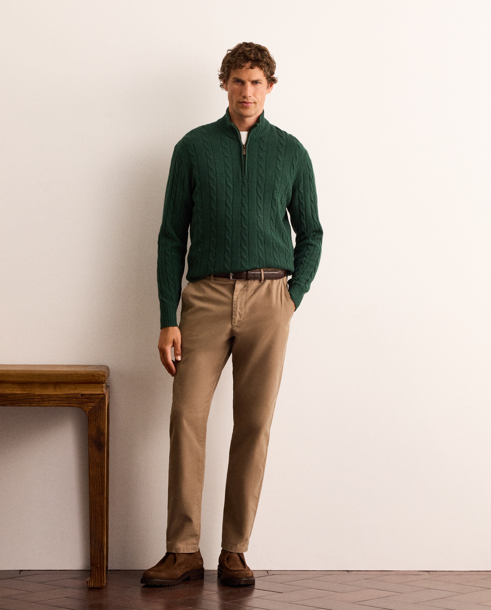 Jersey de hombre de ochos con media cremallera - Lloyd's - Verde oscuro Verde oscuro-2