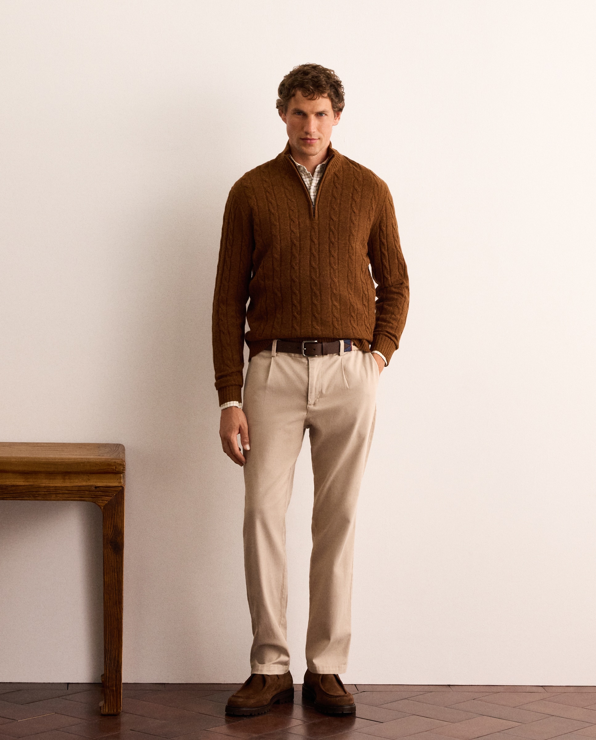 Jersey de hombre de ochos con media cremallera - Lloyd's - Naranja Naranja-2