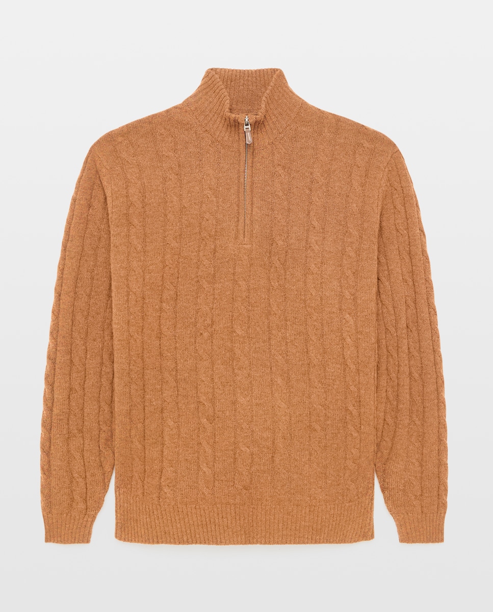 Imagen 1 de Jersey de ochos de lana con media cremallera hombre Naranja