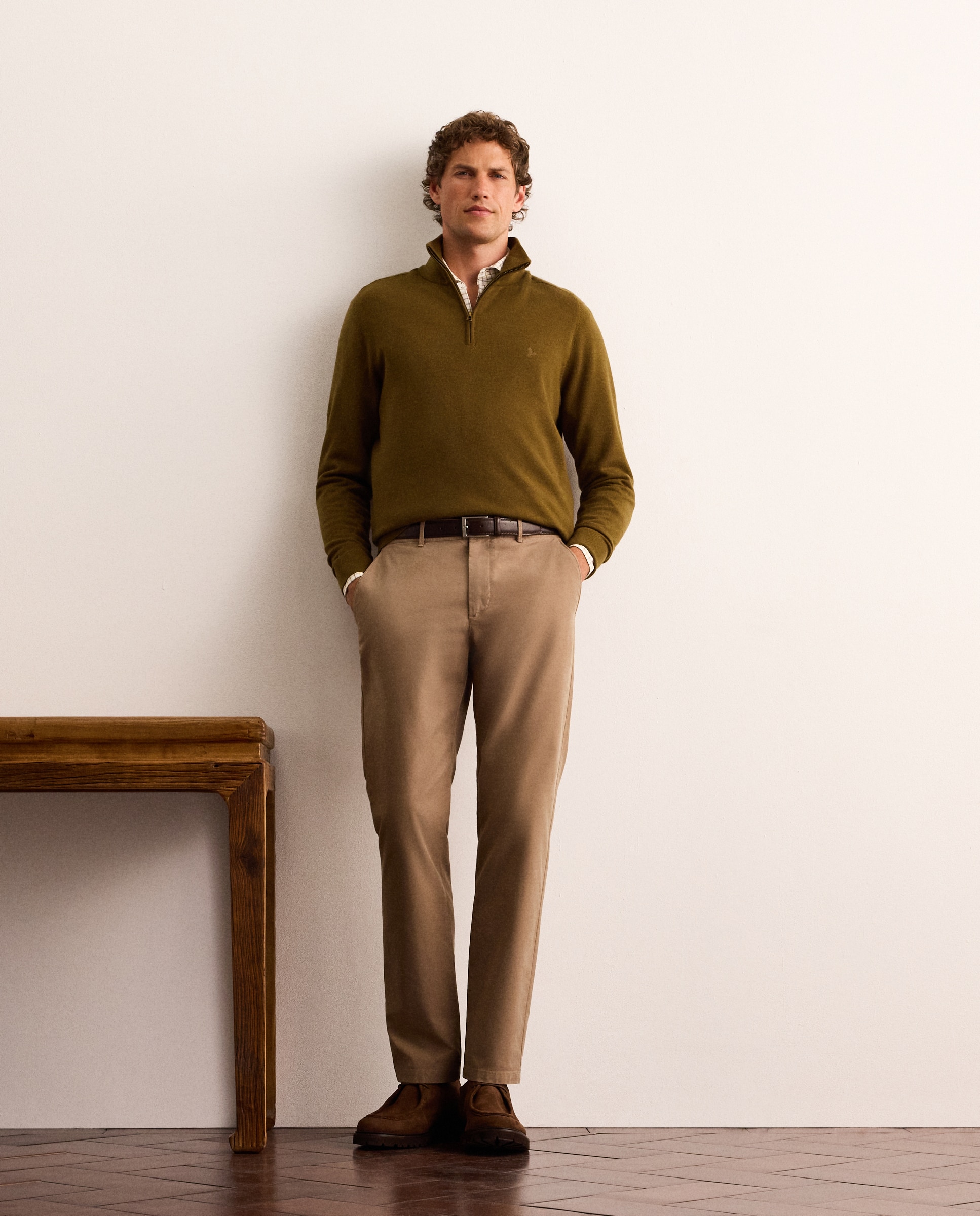 Jersey con estructura de lana merino con media cremallera hombre - Lloyd's - Amarillo Amarillo-2