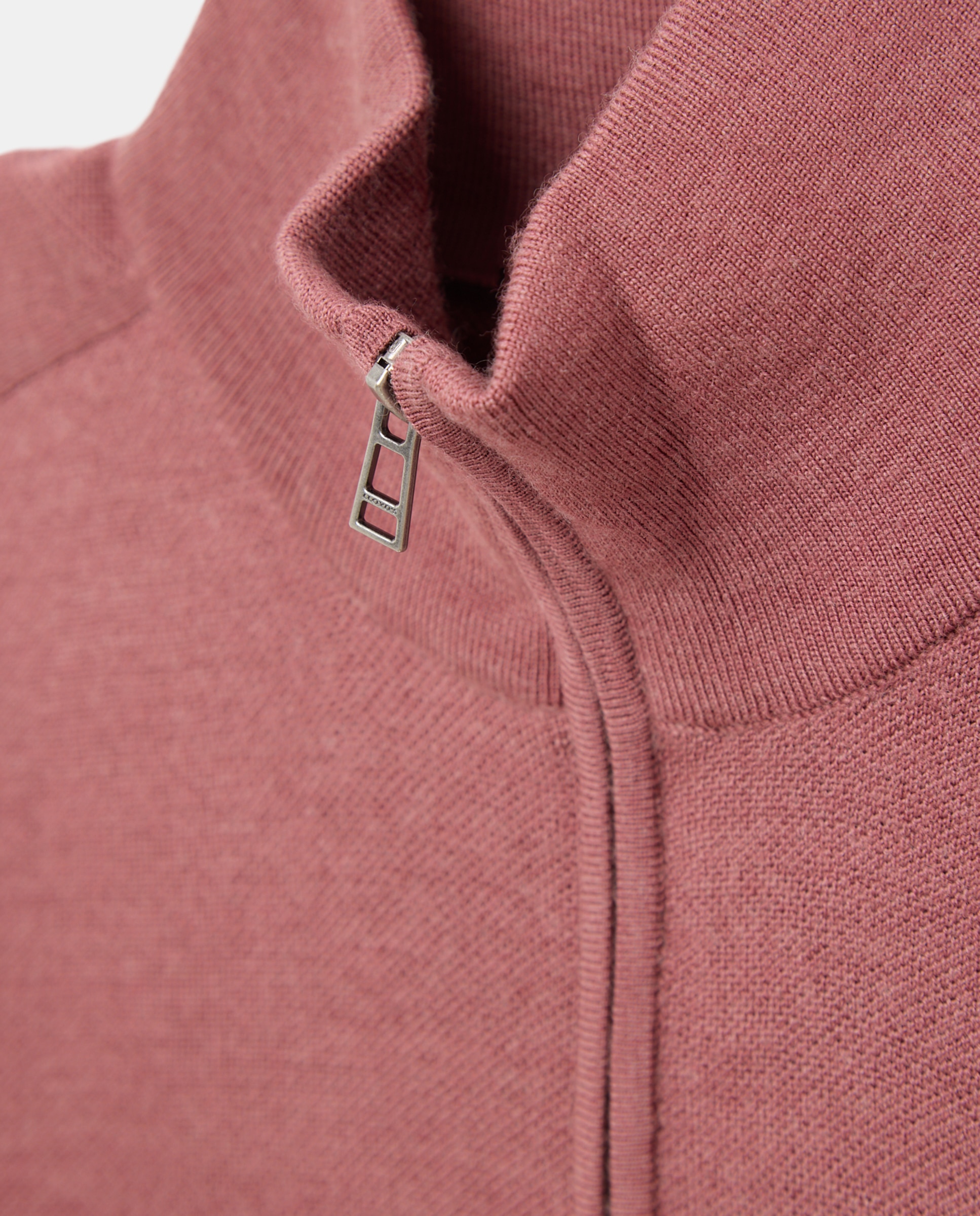 Camisola de Malha de Lã Merino com Meio Fecho de Correr Bordeaux-2