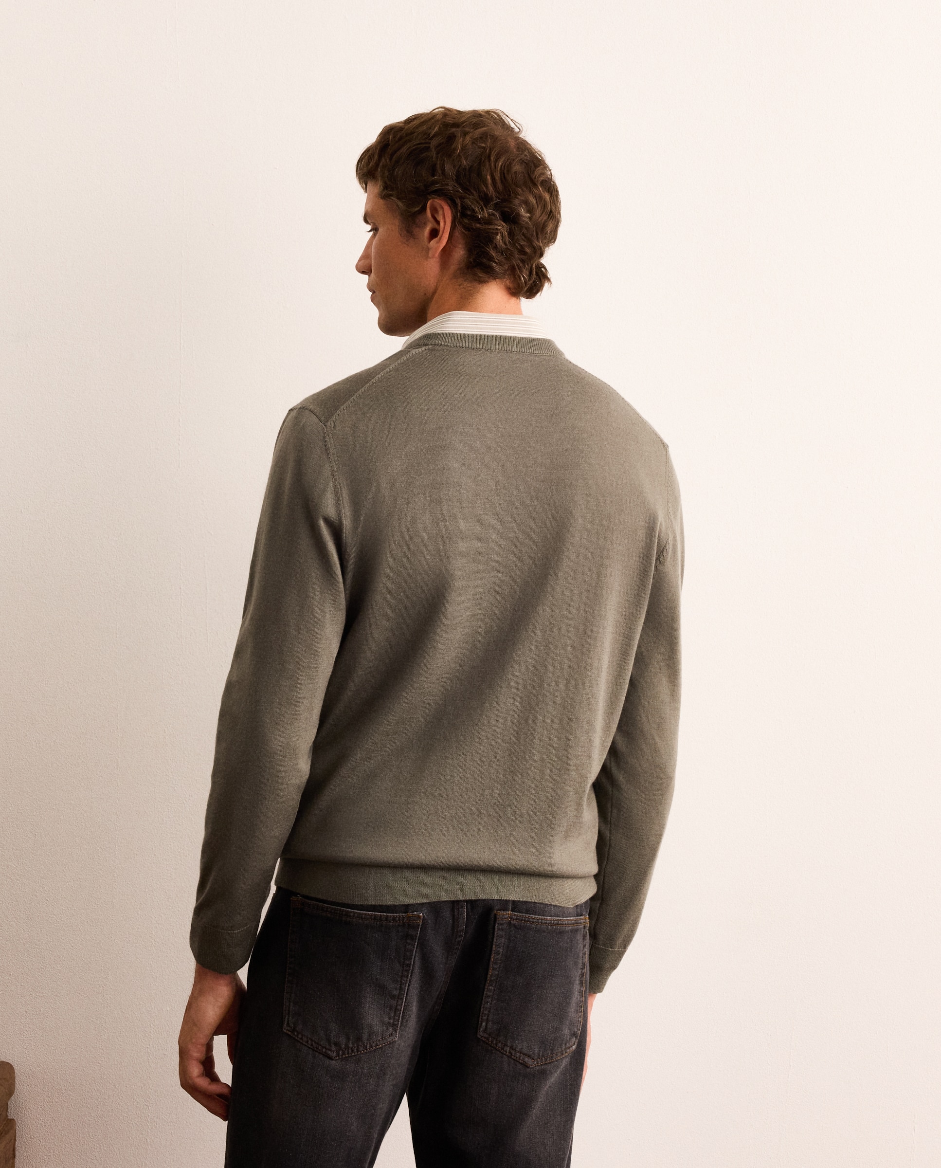 Jersey fino de lana merino con cuello de pico hombre - Lloyd's - Verde claro Verde claro-3