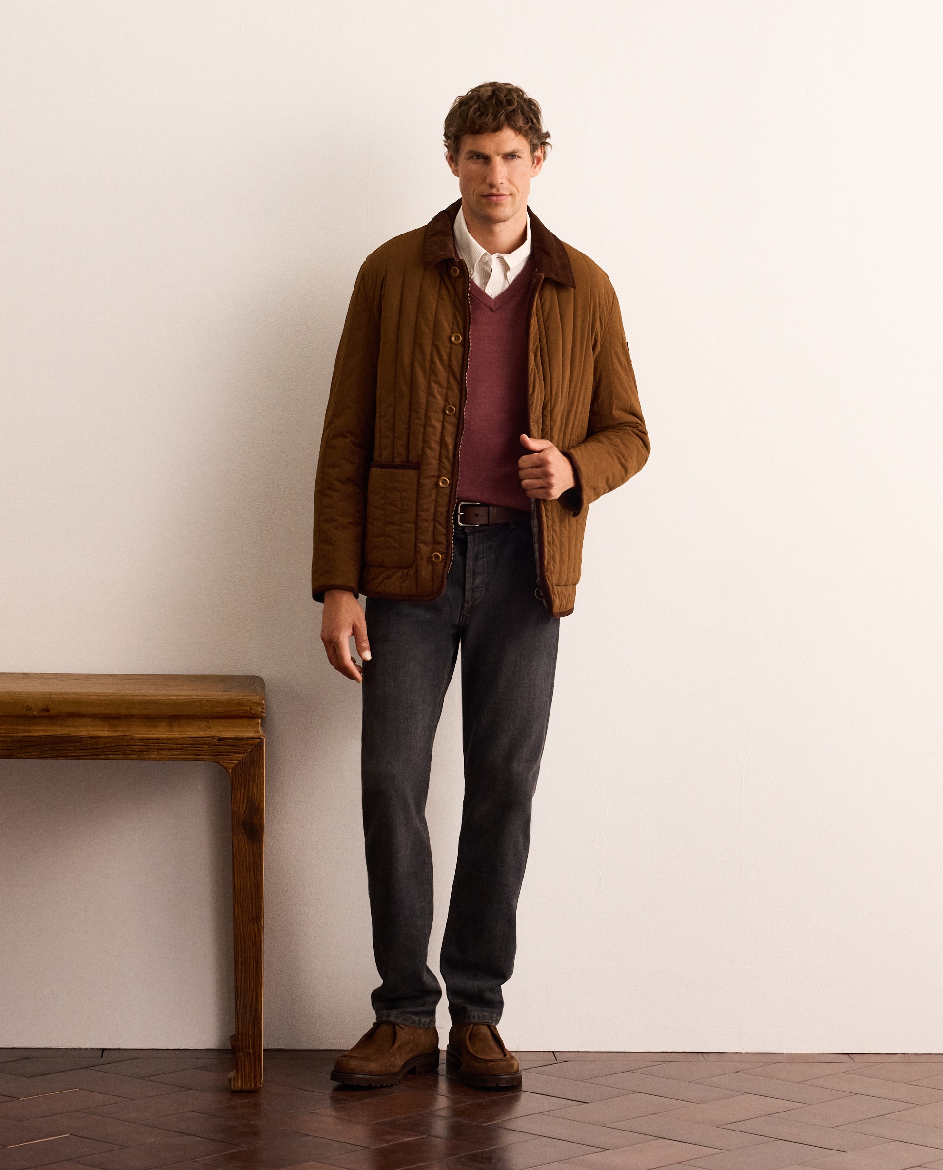 Jersey fino de lana merino con cuello de pico hombre - Lloyd's - Burdeos Burdeos-2