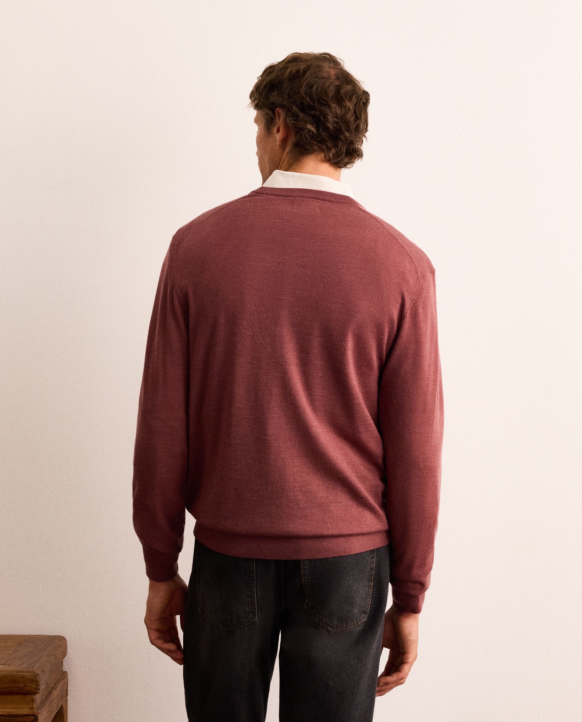 Jersey fino de lana merino con cuello de pico hombre - Lloyd's - Burdeos Burdeos-3