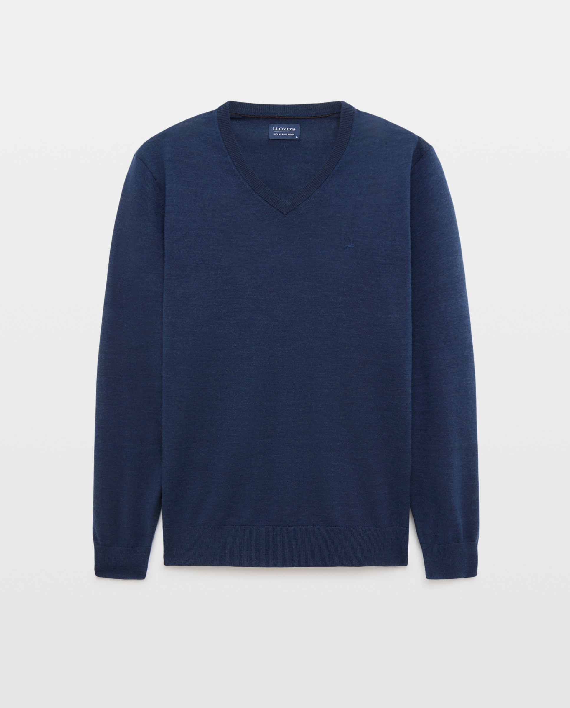 Jersey fino de lana merino con cuello de pico hombre - Lloyd's - Azul marino Azul marino-4
