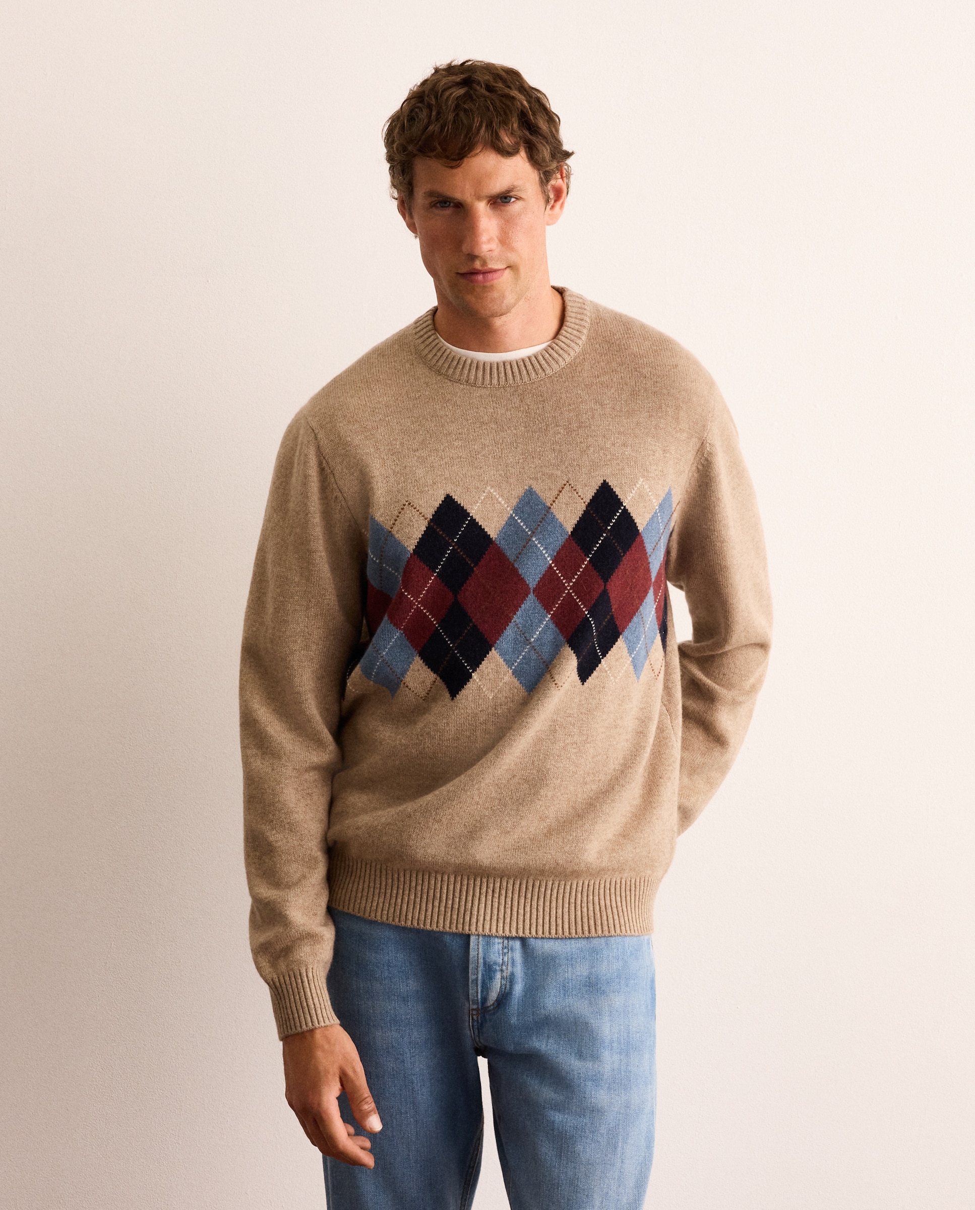 Imagen 0 de Jersey de hombre con intarsia Beige