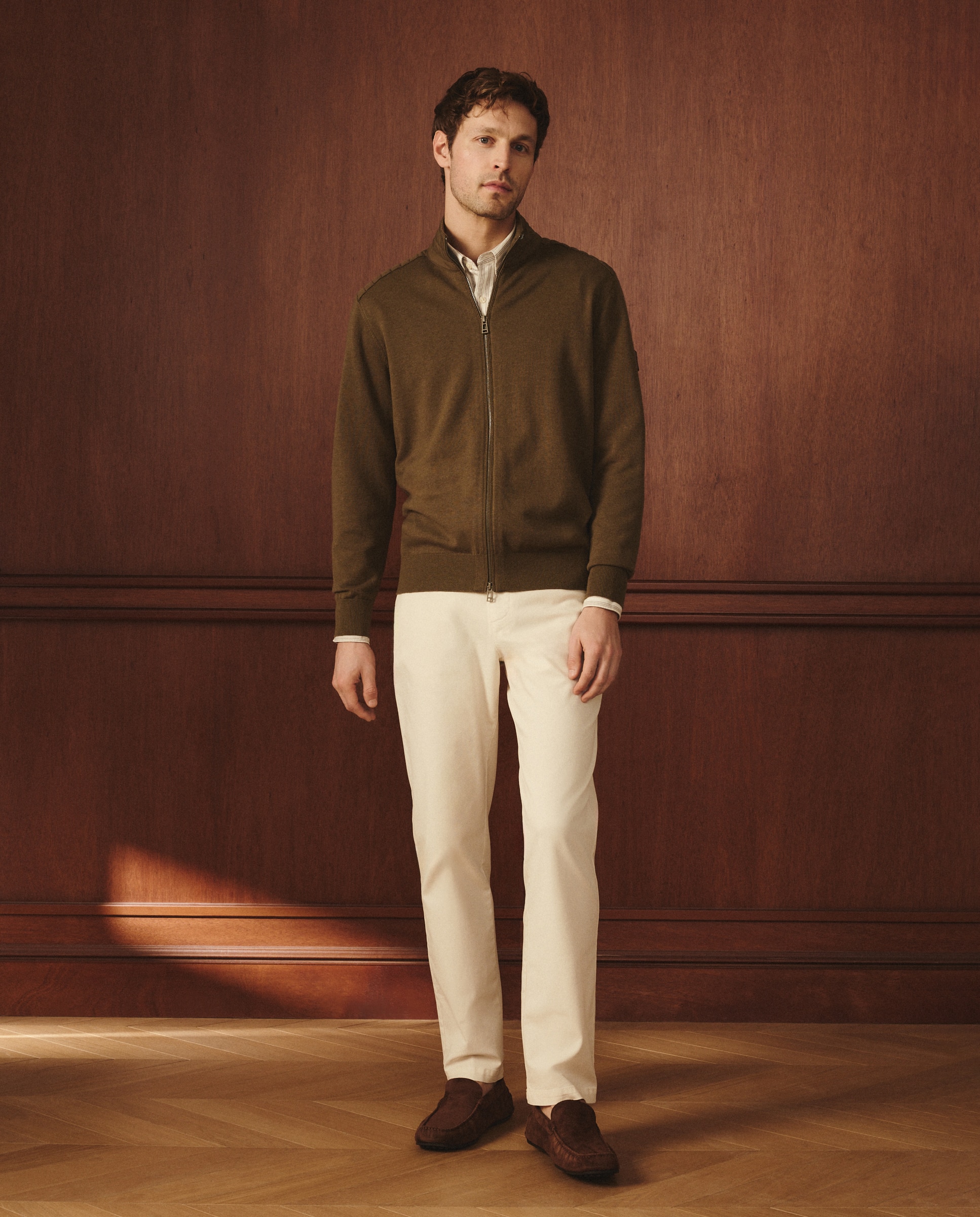 Cardigan de hombre con contrastes - Lloyd's - Kaki Kaki-2
