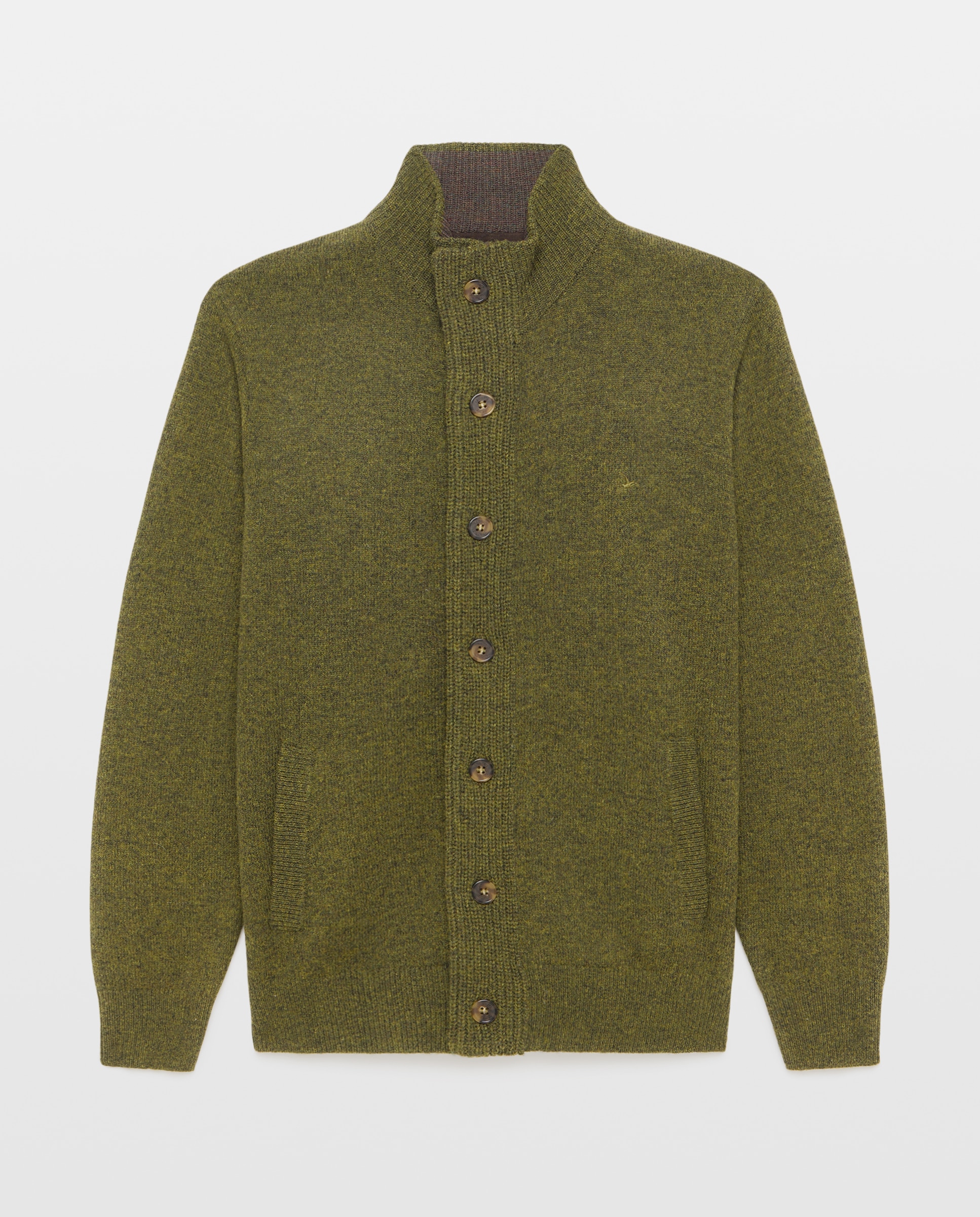 Cardigan de hombre de lambswool con botones y cremallera - Lloyd's - Verde oscuro Verde oscuro-5