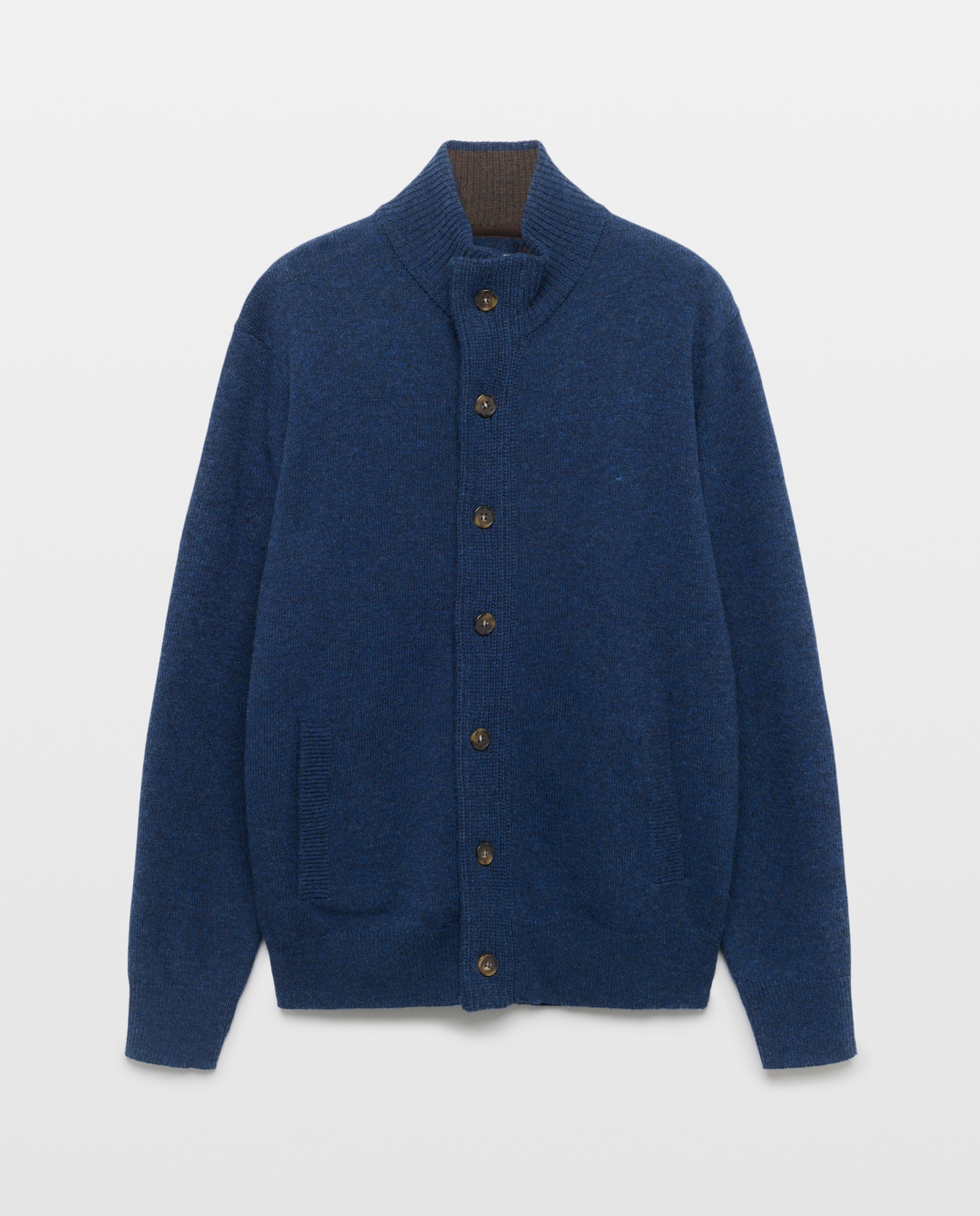 Cardigan de hombre de lambswool con botones y cremallera - Lloyd's - Azul marino Azul marino-5
