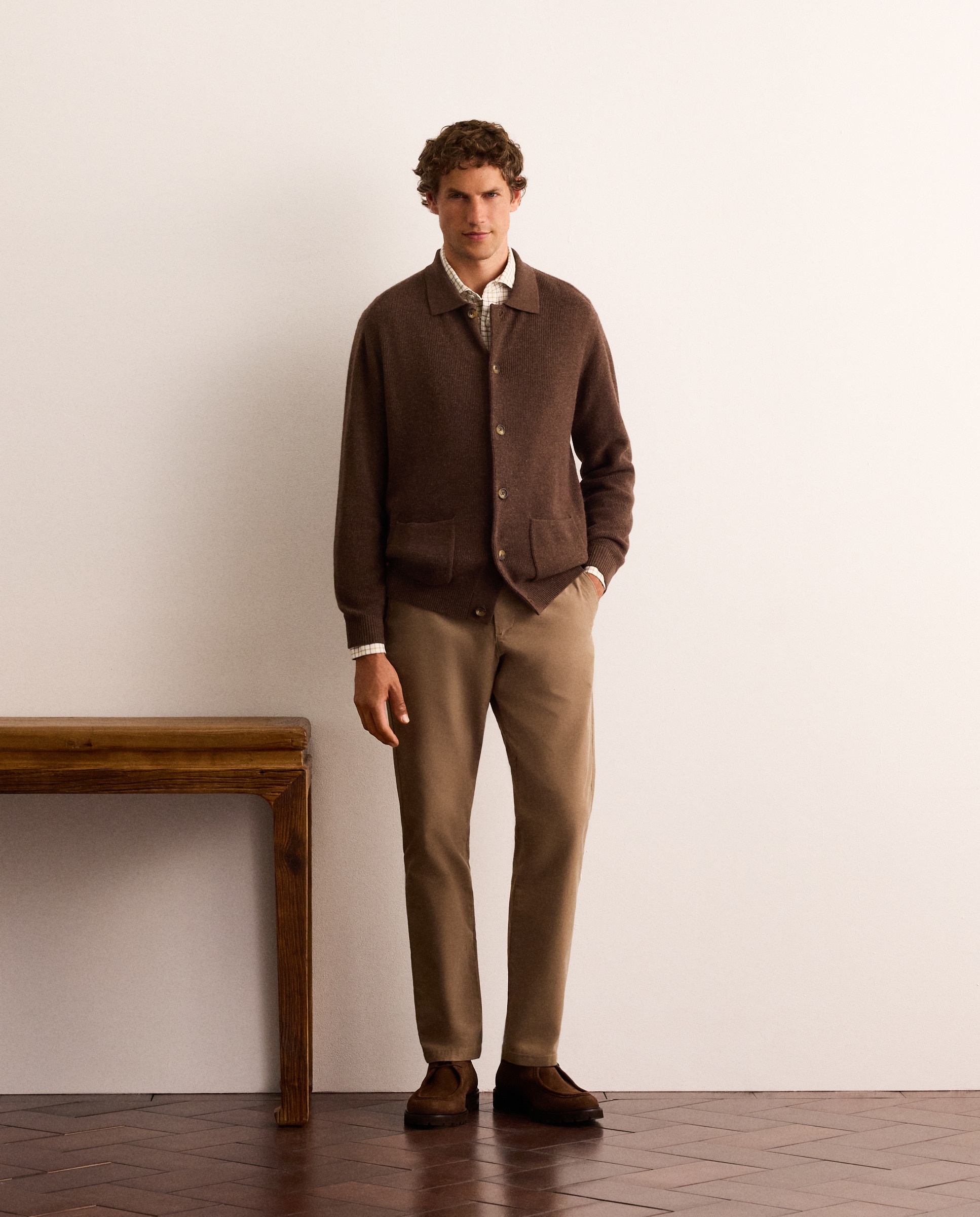 Cardigan de hombre en punto inglés - Lloyd's - Marrón Marrón-2