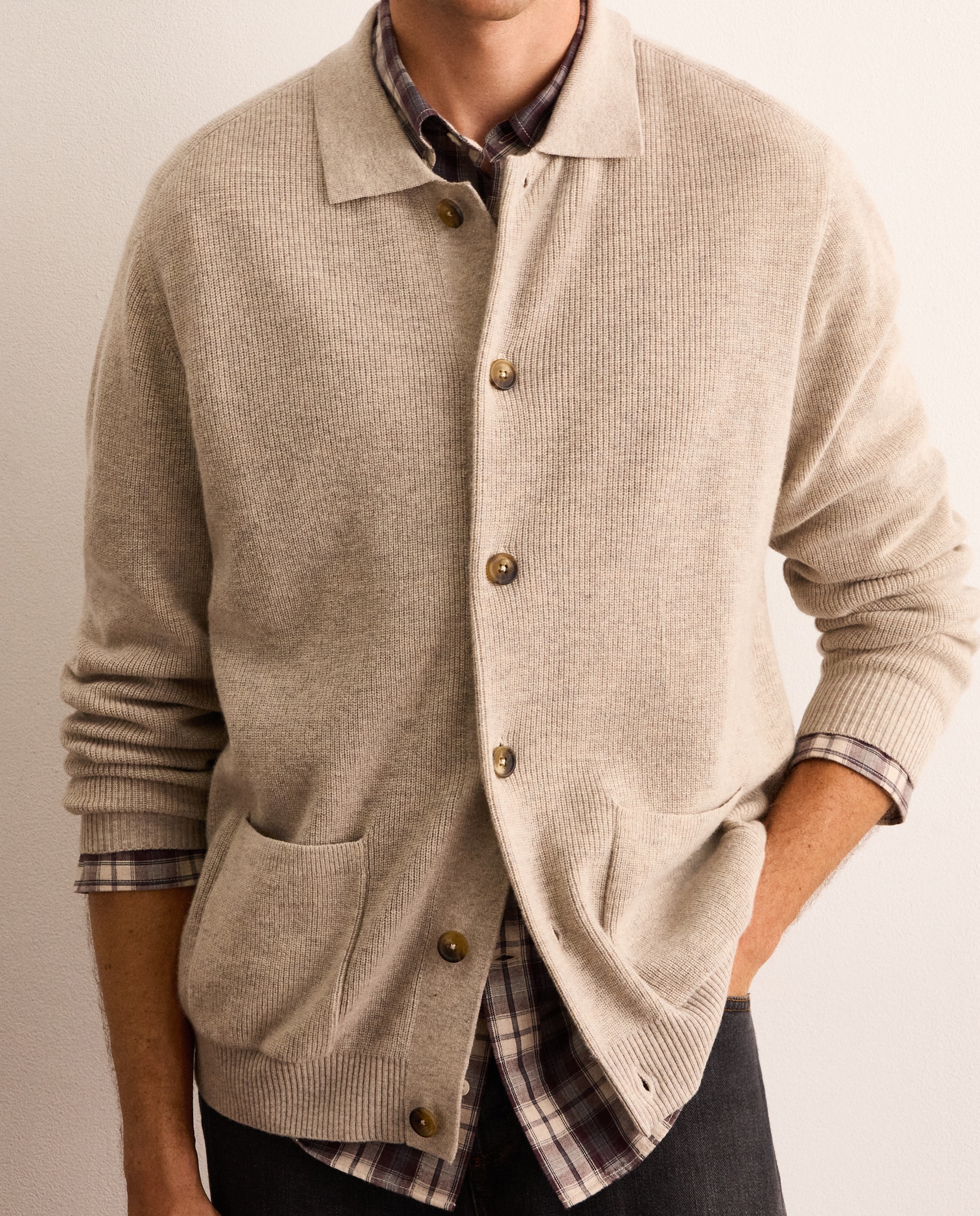 Cardigan de hombre en punto inglés - Lloyd's - Gris claro Gris claro-2