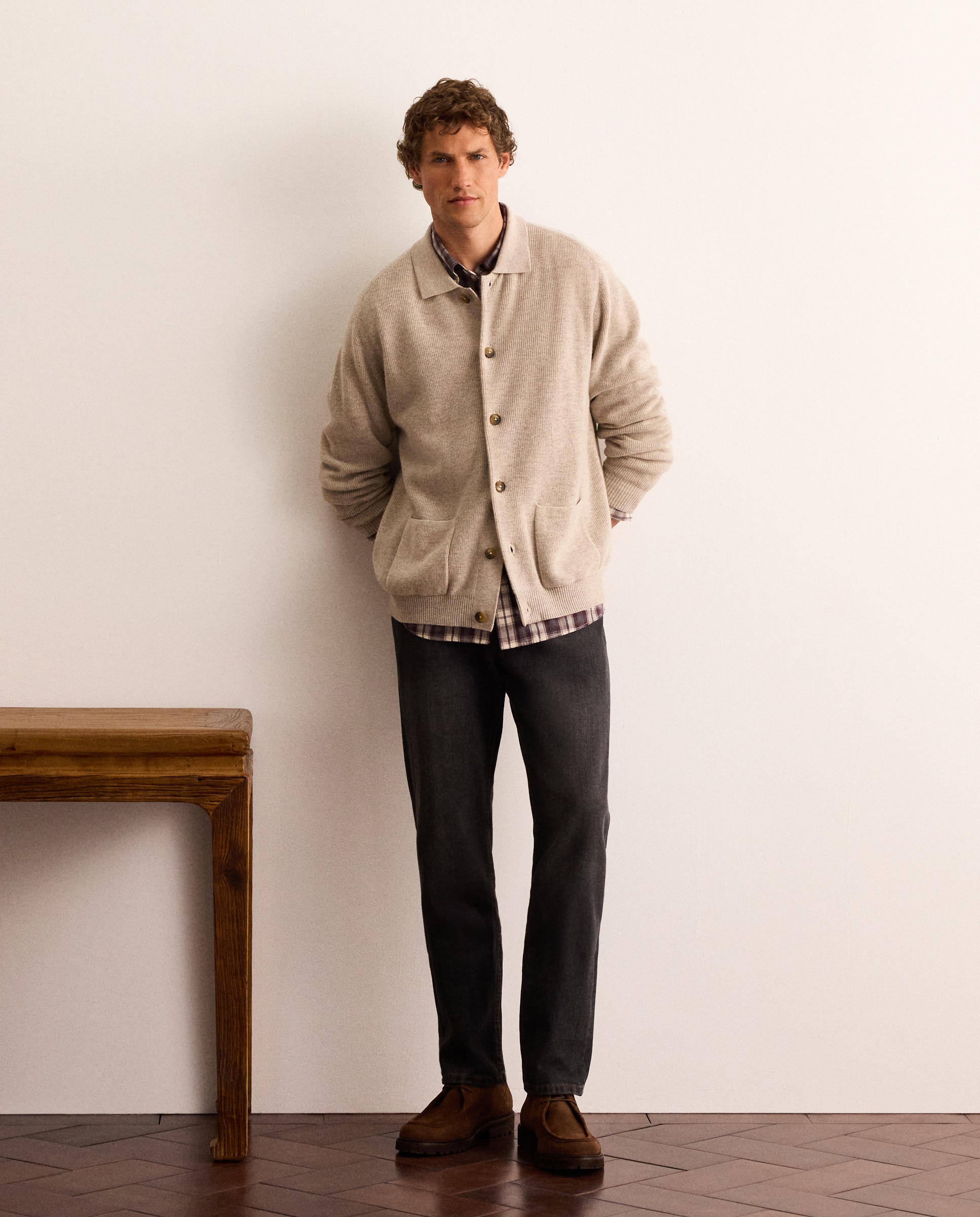 Cardigan de hombre en punto inglés - Lloyd's - Gris claro Gris claro-3
