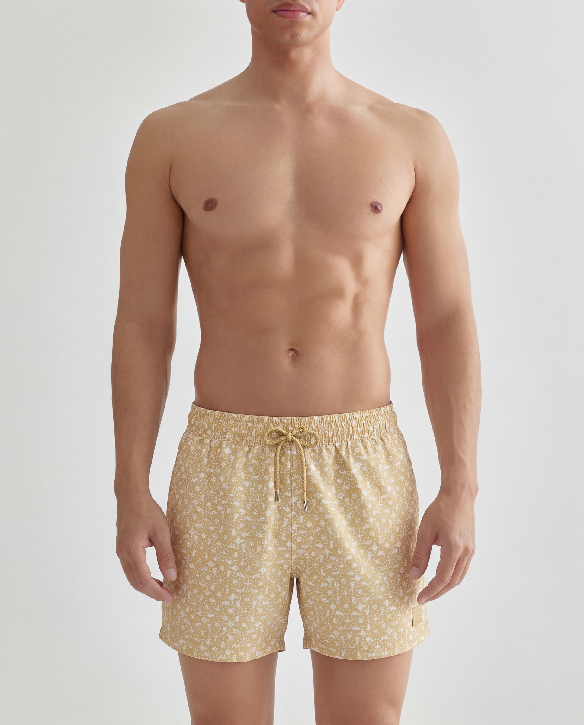 Calções de Banho com Estampado Mostarda-5