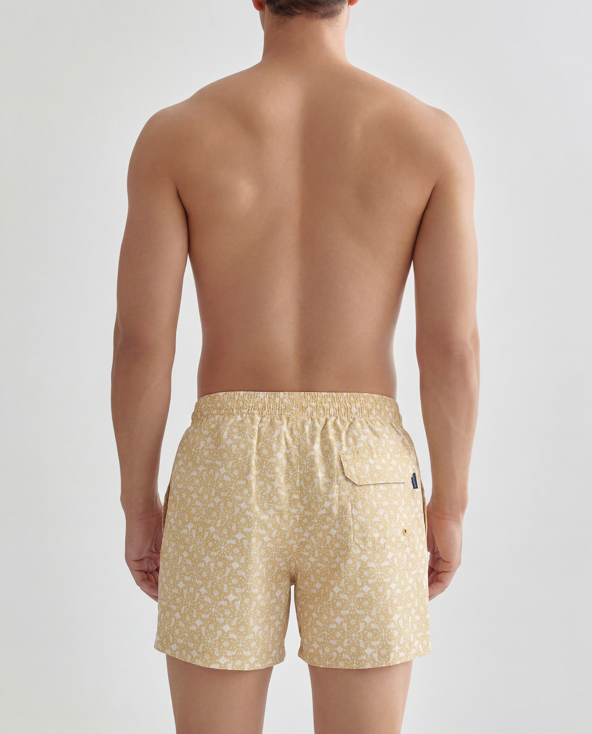 Calções de Banho com Estampado Mostarda-6