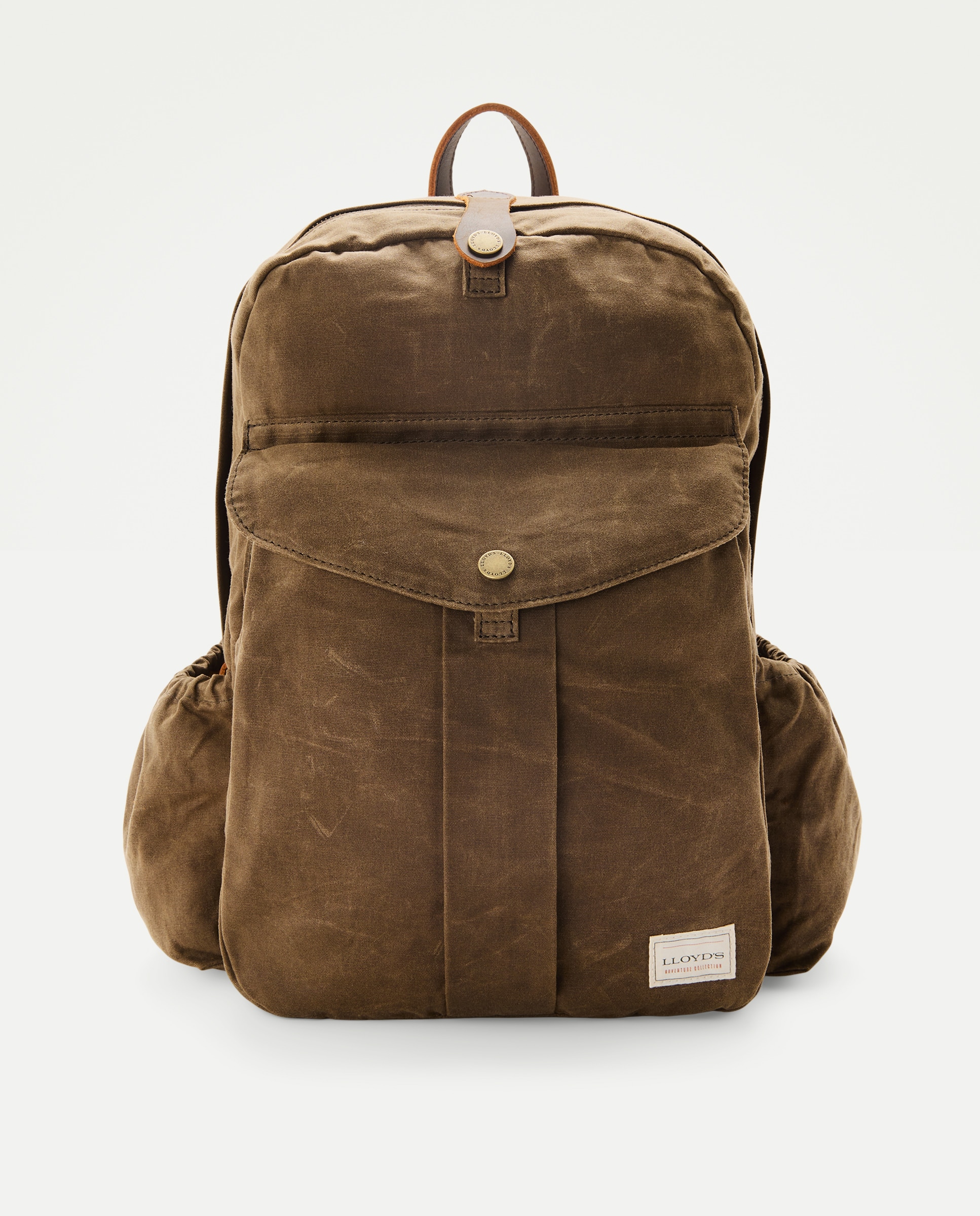 Imagen 0 de Mochila encerada de algodón con detalles de piel hombre Verde oscuro