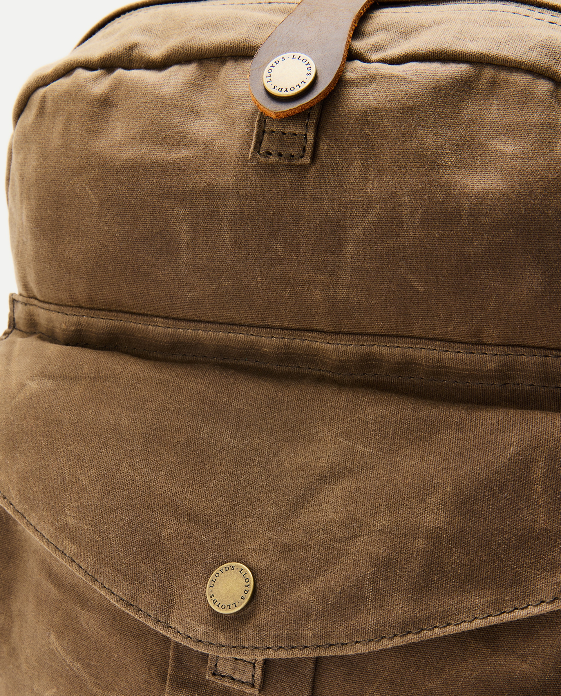 Mochila encerada de algodón con detalles de piel hombre - Lloyd's - Verde oscuro Verde oscuro-3