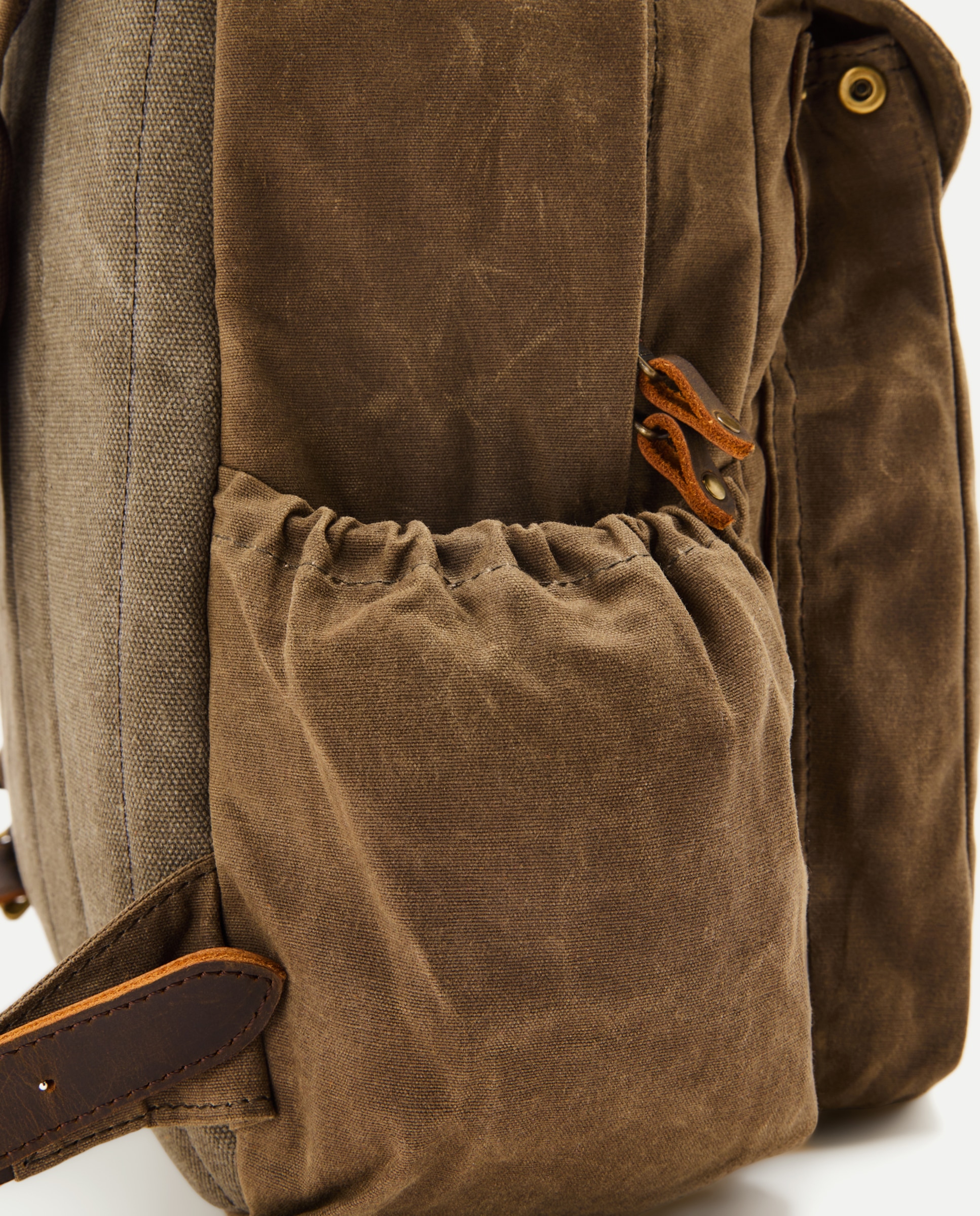Mochila encerada de algodón con detalles de piel hombre - Lloyd's - Verde oscuro Verde oscuro-4