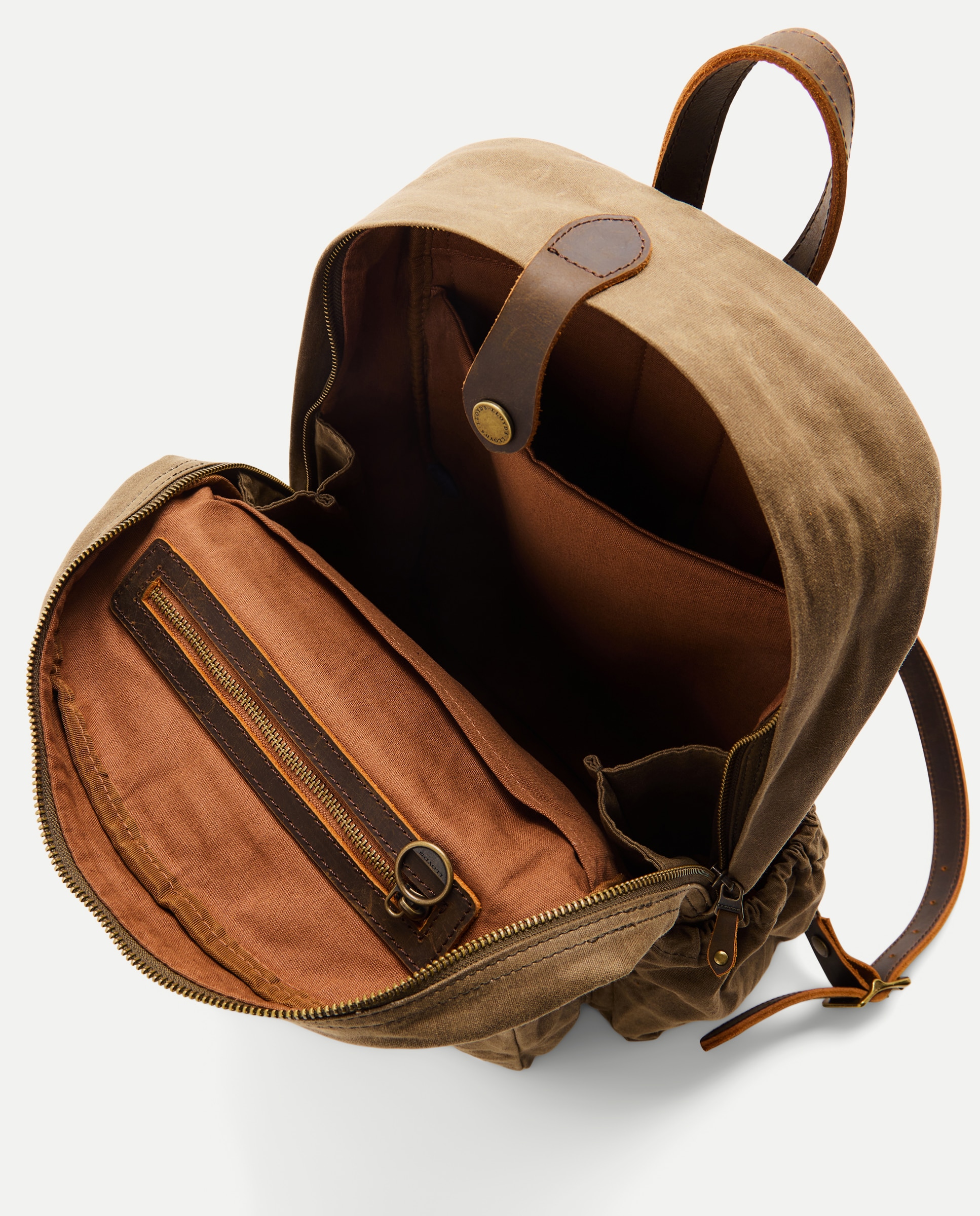 Mochila encerada de algodón con detalles de piel hombre - Lloyd's - Verde oscuro Verde oscuro-5