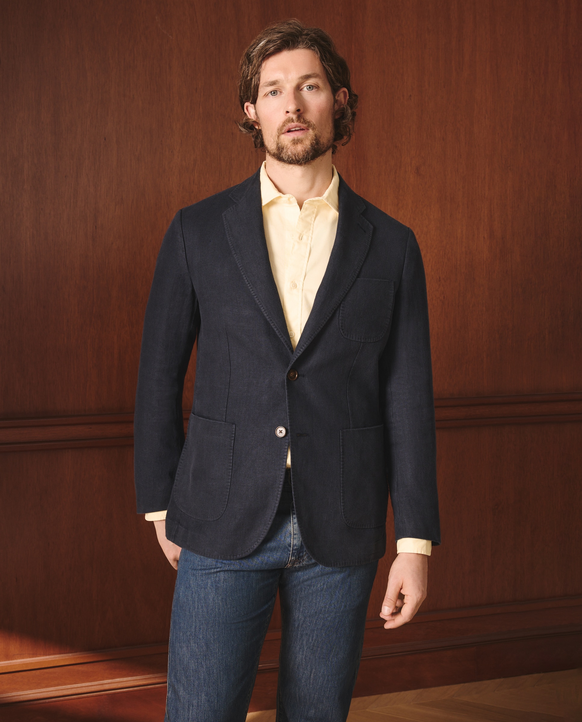 Chaqueta de hombre lino espiga - Lloyd's - Azul marino Azul marino-2