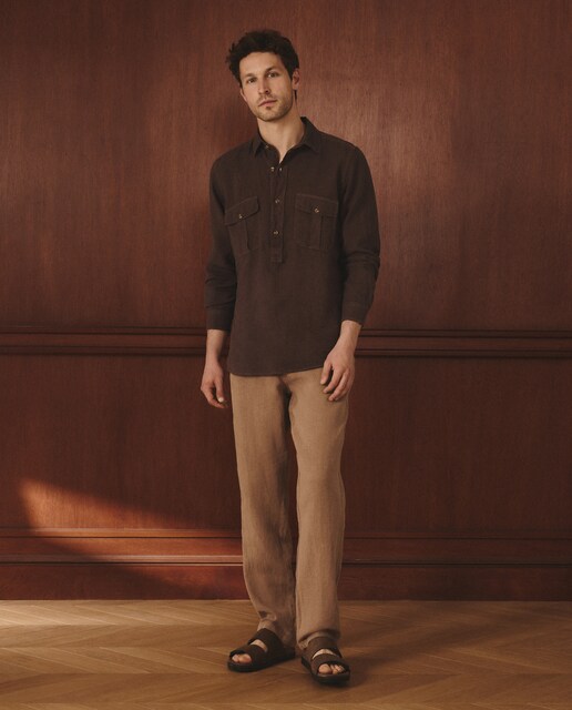 Pantalón de lino de hombre con cordón