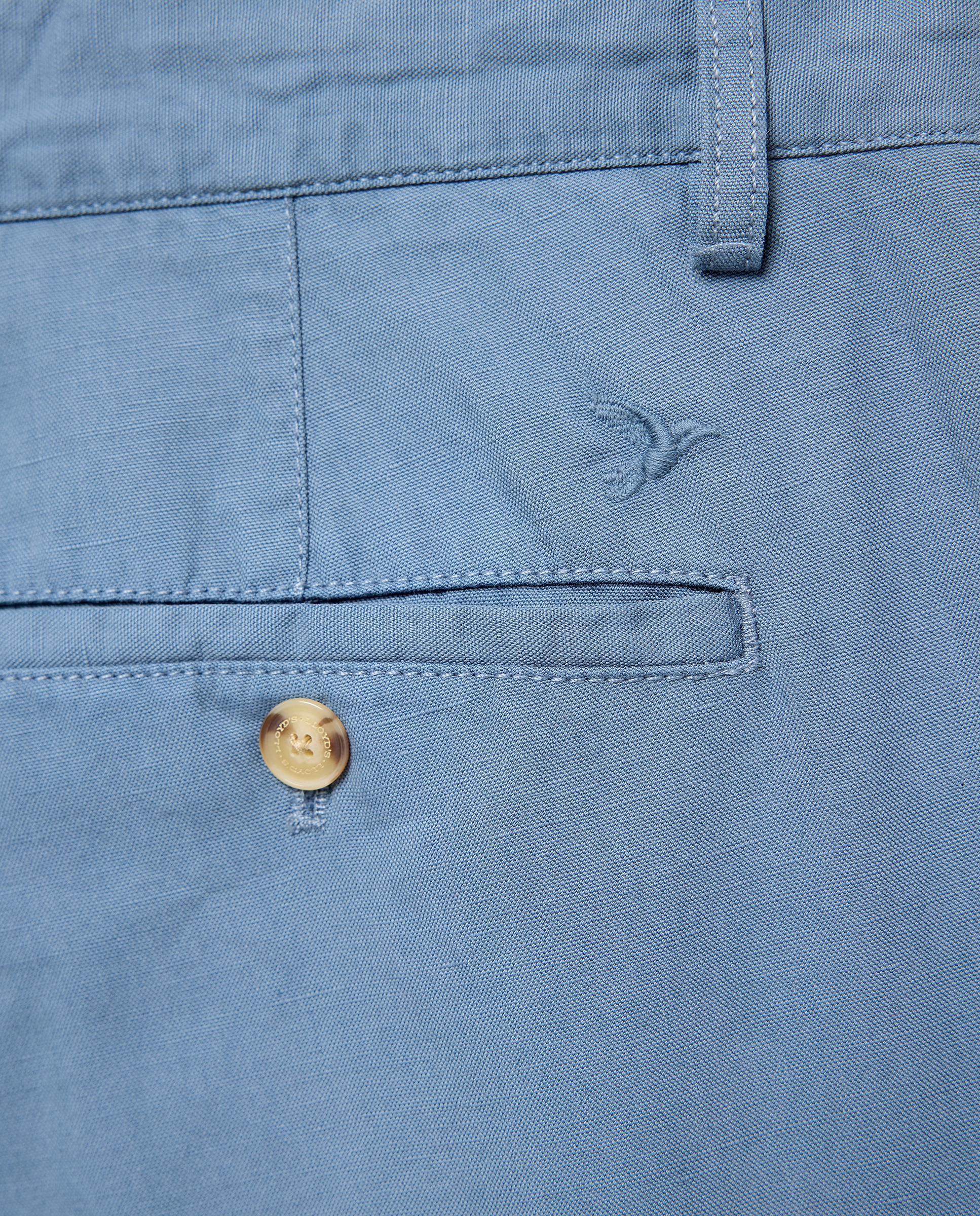 Calças Chino em Mistura de Linho Regular Fit Azul-índigo-5