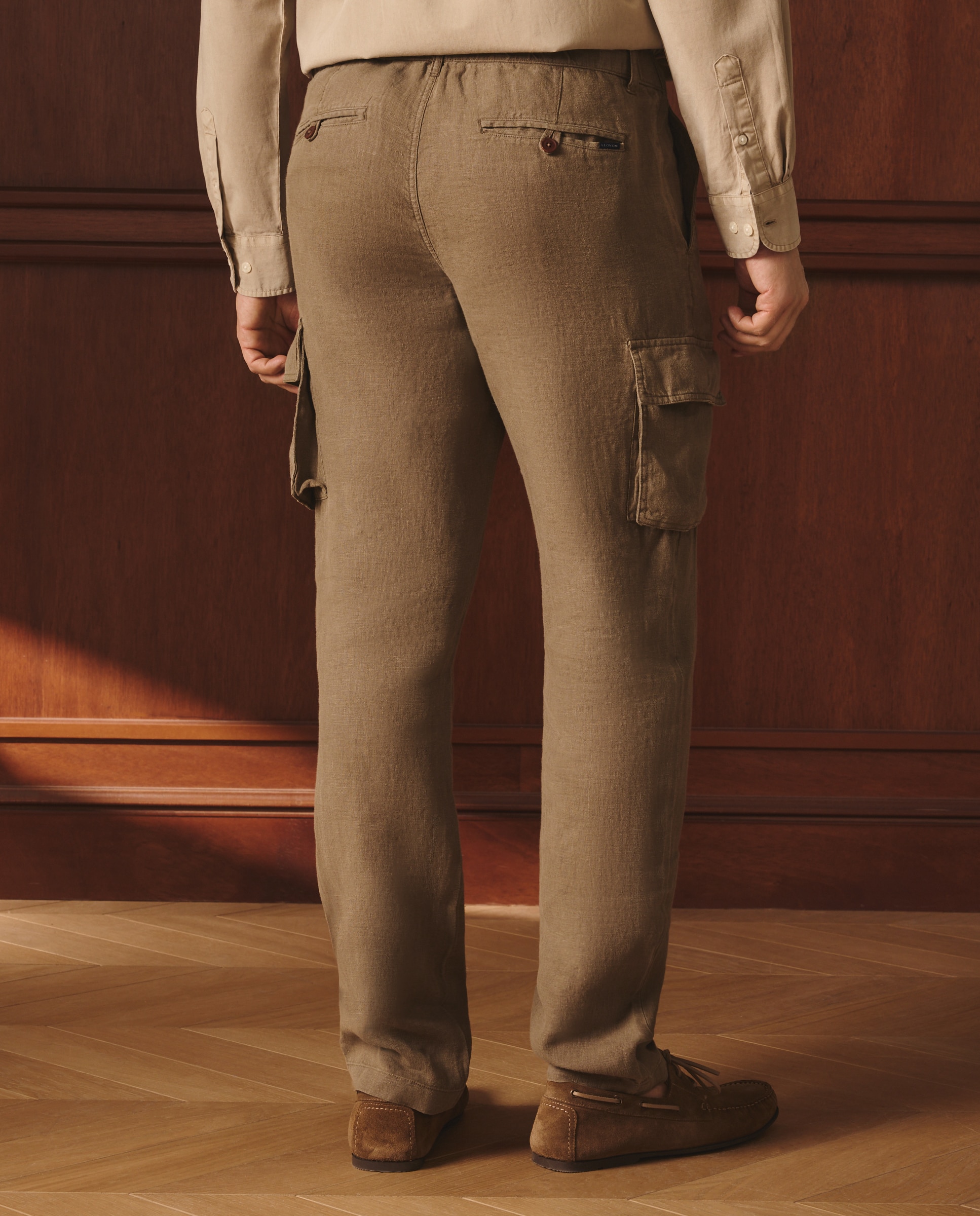 Pantalón de lino de hombre cargo - Lloyd's - Verde oscuro Verde oscuro-3