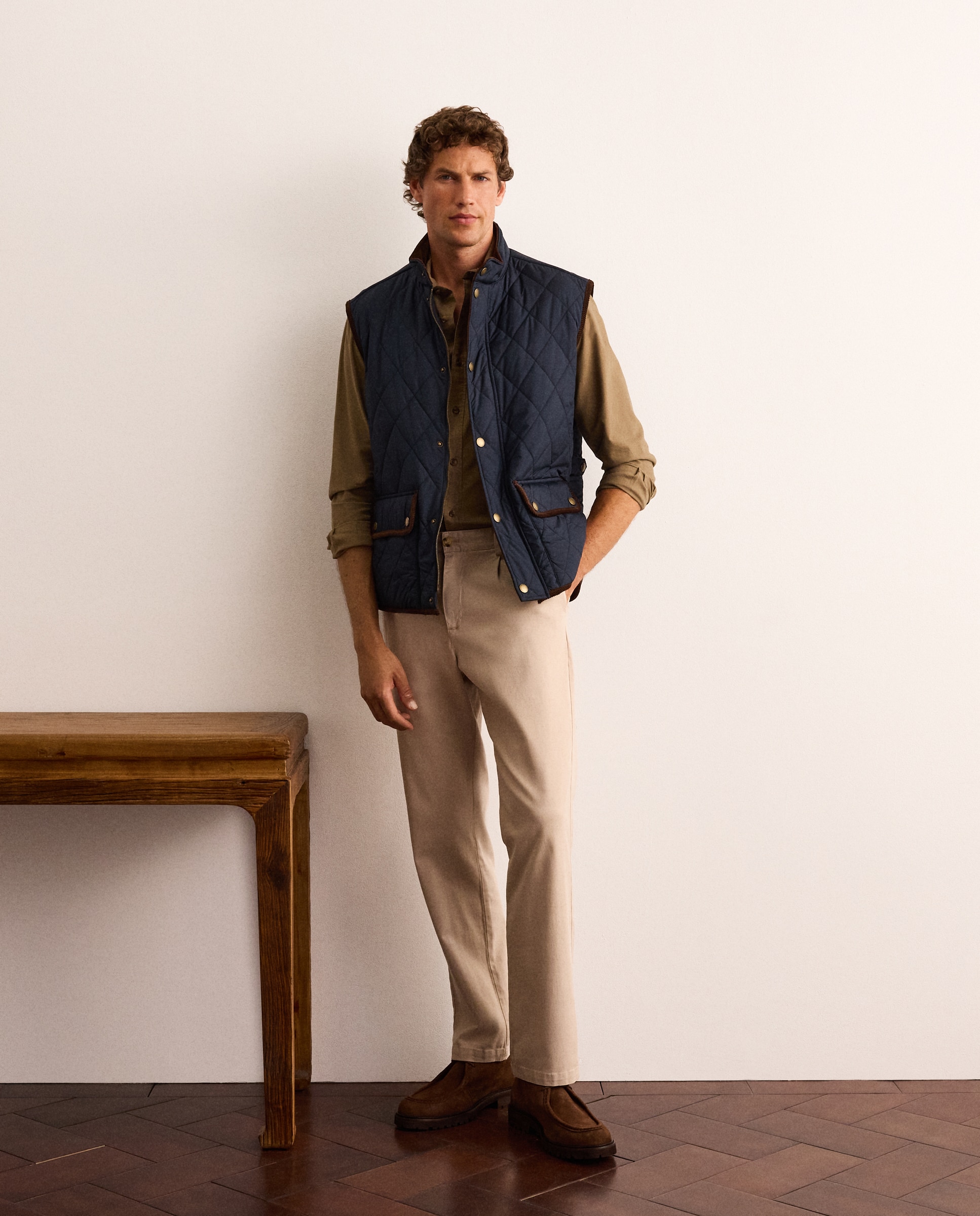 Pantalón chino slim fit con pinza de algodón stretch hombre - Lloyd's - Beige Beige-1