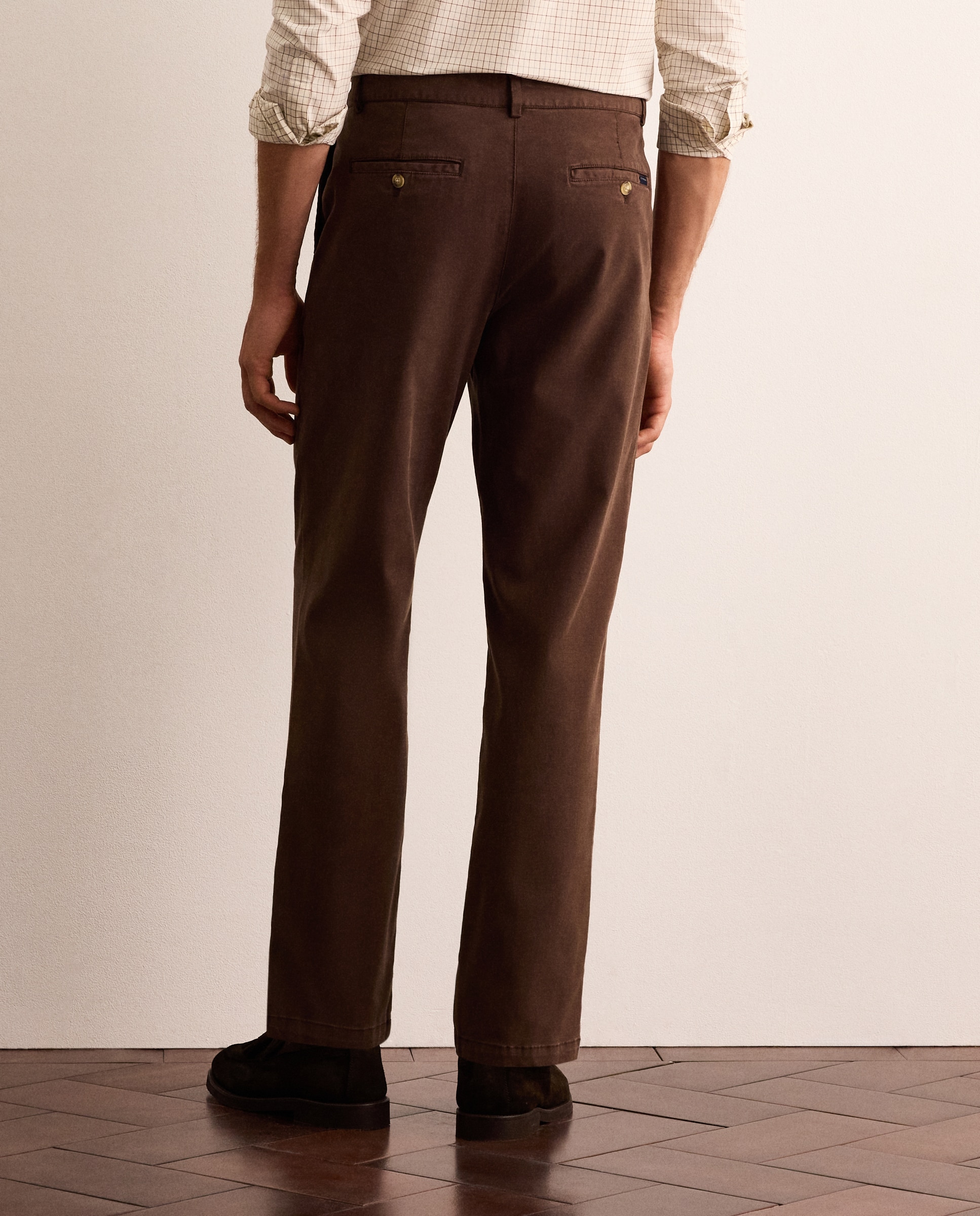 Pantalón chino slim fit con pinza de algodón stretch hombre - Lloyd's - Marrón Marrón-3