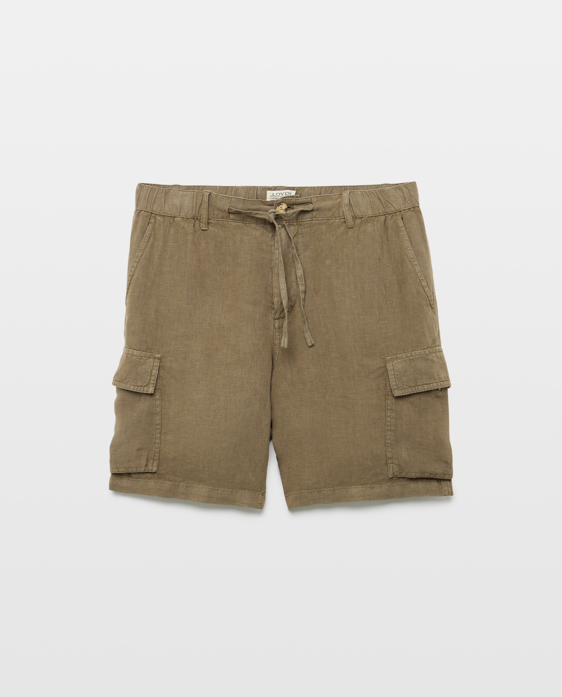 Bermudas Cargo de Linho com Cordão Verde-escuro-4