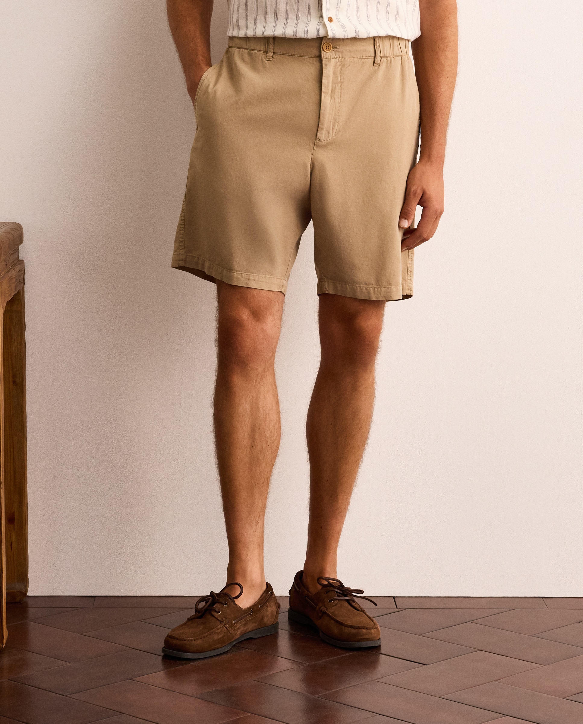 Bermudas con pliegue y cordón demezcla algodón, lyocell y lino hombre - Lloyd's - Visón Visón-2