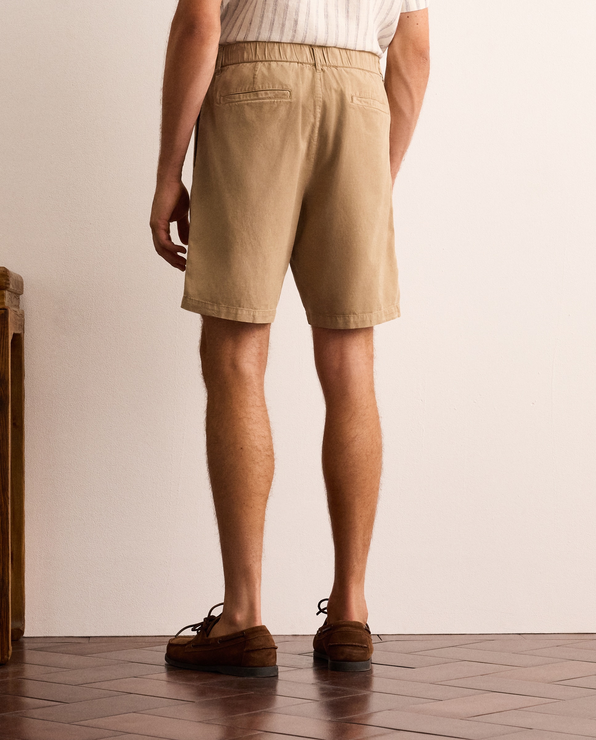 Bermudas con pliegue y cordón demezcla algodón, lyocell y lino hombre - Lloyd's - Visón Visón-3