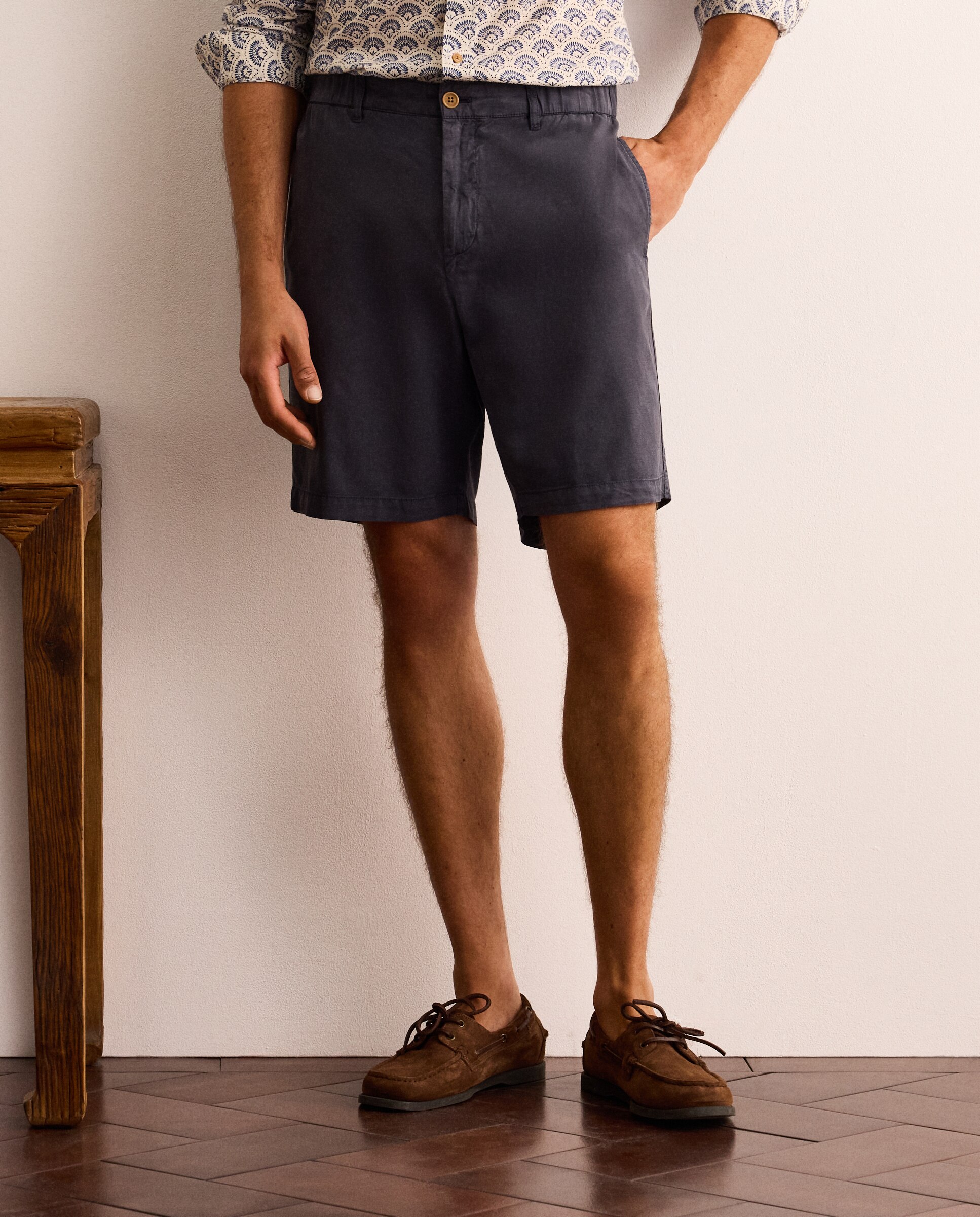 Bermudas con pliegue y cordón demezcla algodón, lyocell y lino hombre - Lloyd's - Azul oscuro Azul oscuro-2