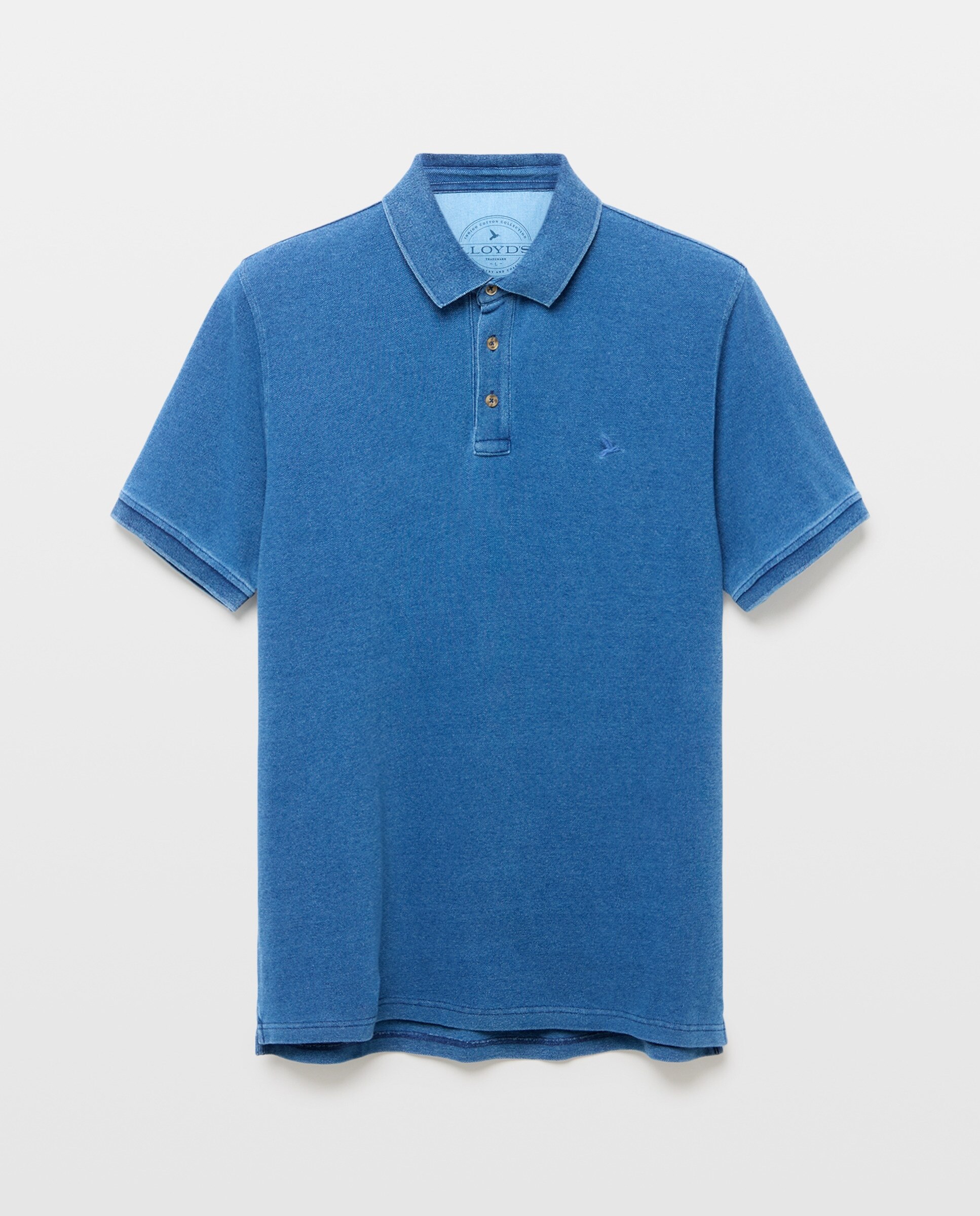 Polo Piqué Tingido com Manga Curta Azul-índigo-4