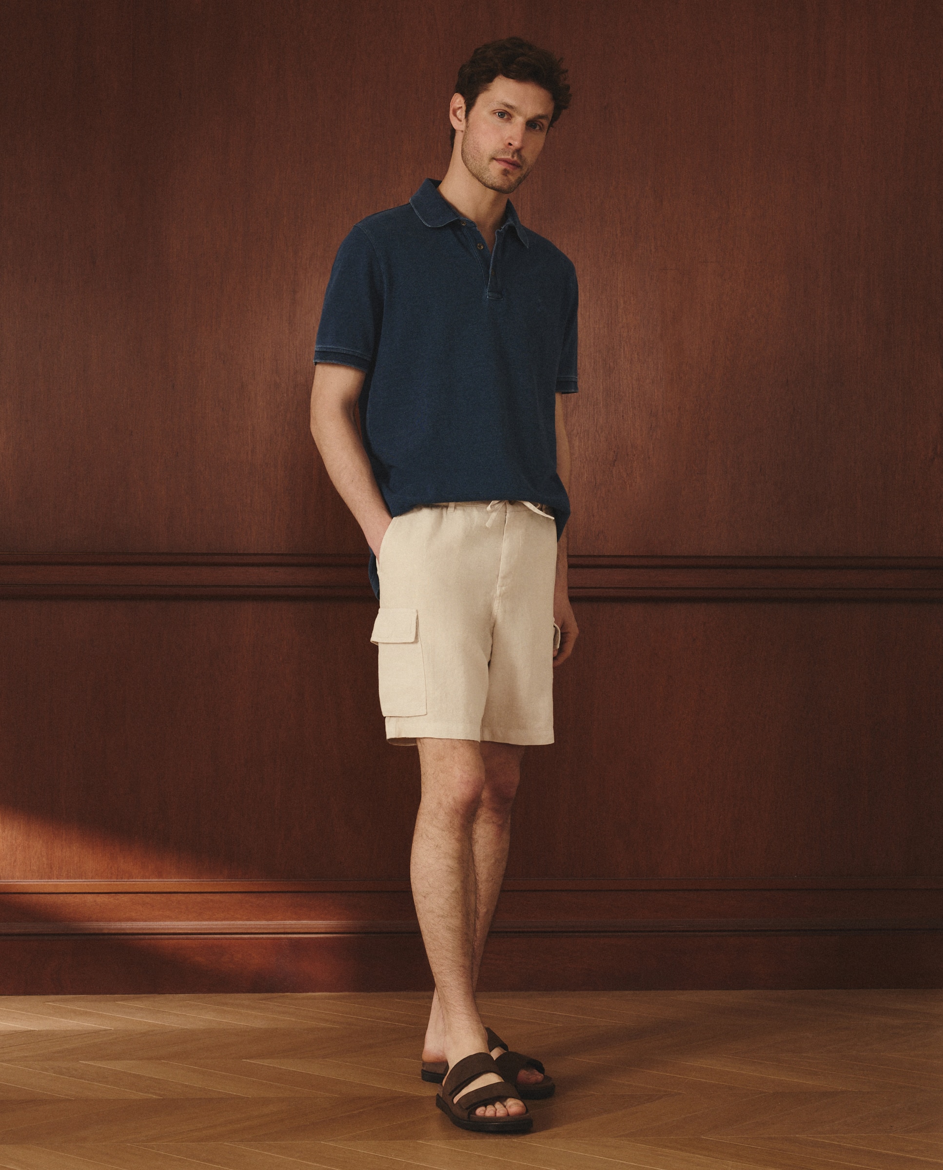 Polo piqué de hombre manga corta tinte en prenda - Lloyd's - Azul índigo Azul índigo-2