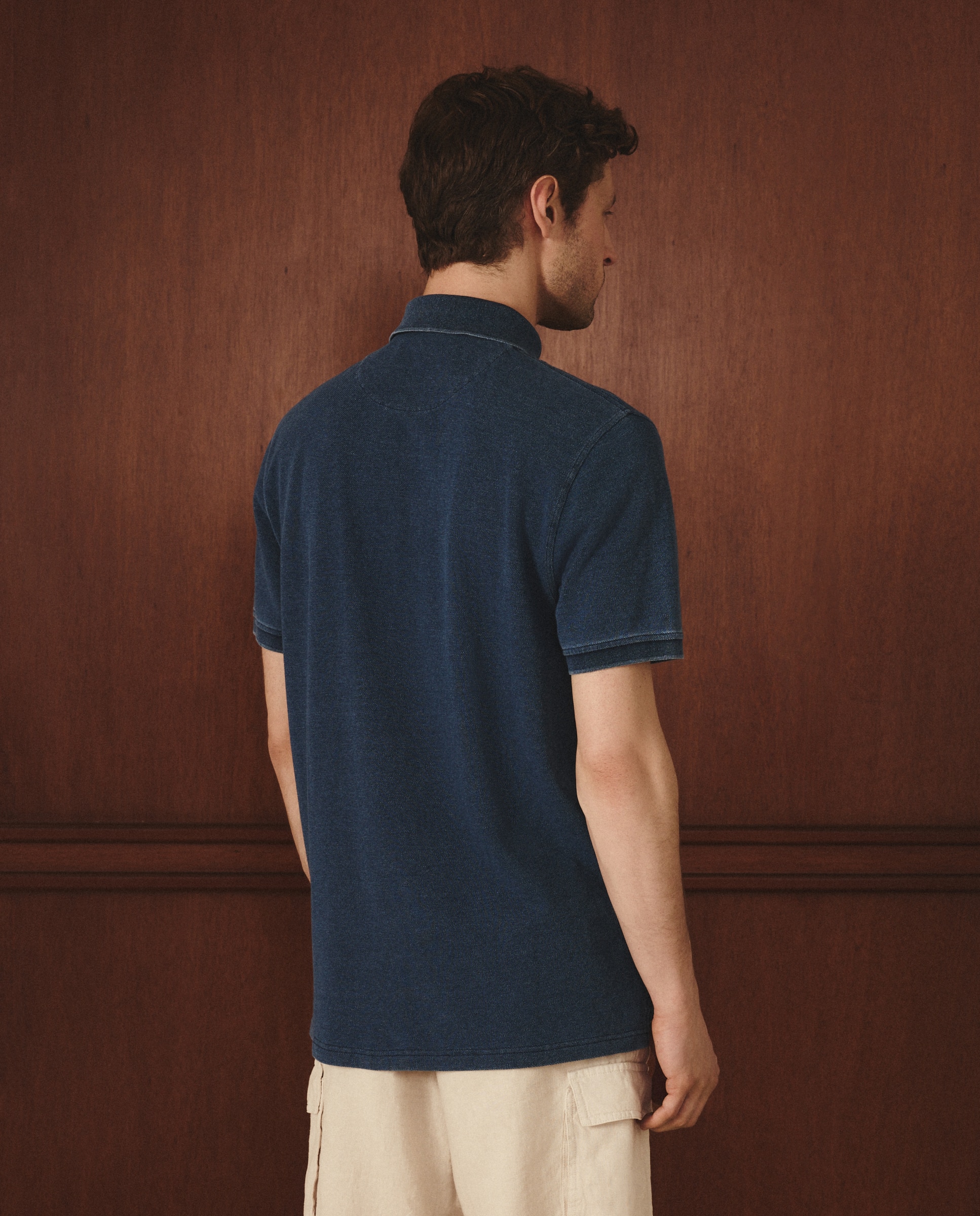 Polo piqué de hombre manga corta tinte en prenda - Lloyd's - Azul índigo Azul índigo-3