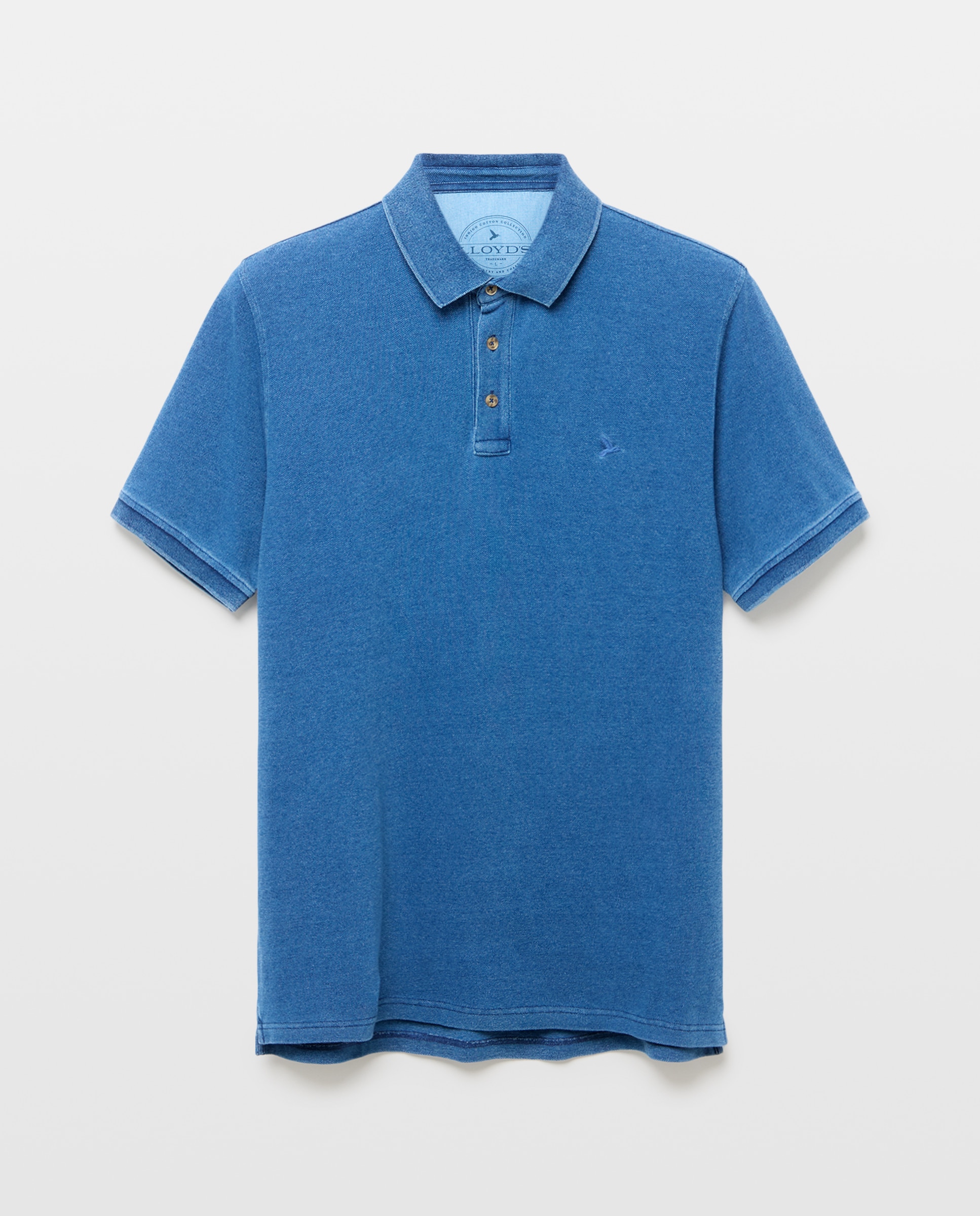 Polo piqué de hombre manga corta tinte en prenda - Lloyd's - Azul índigo Azul índigo-4