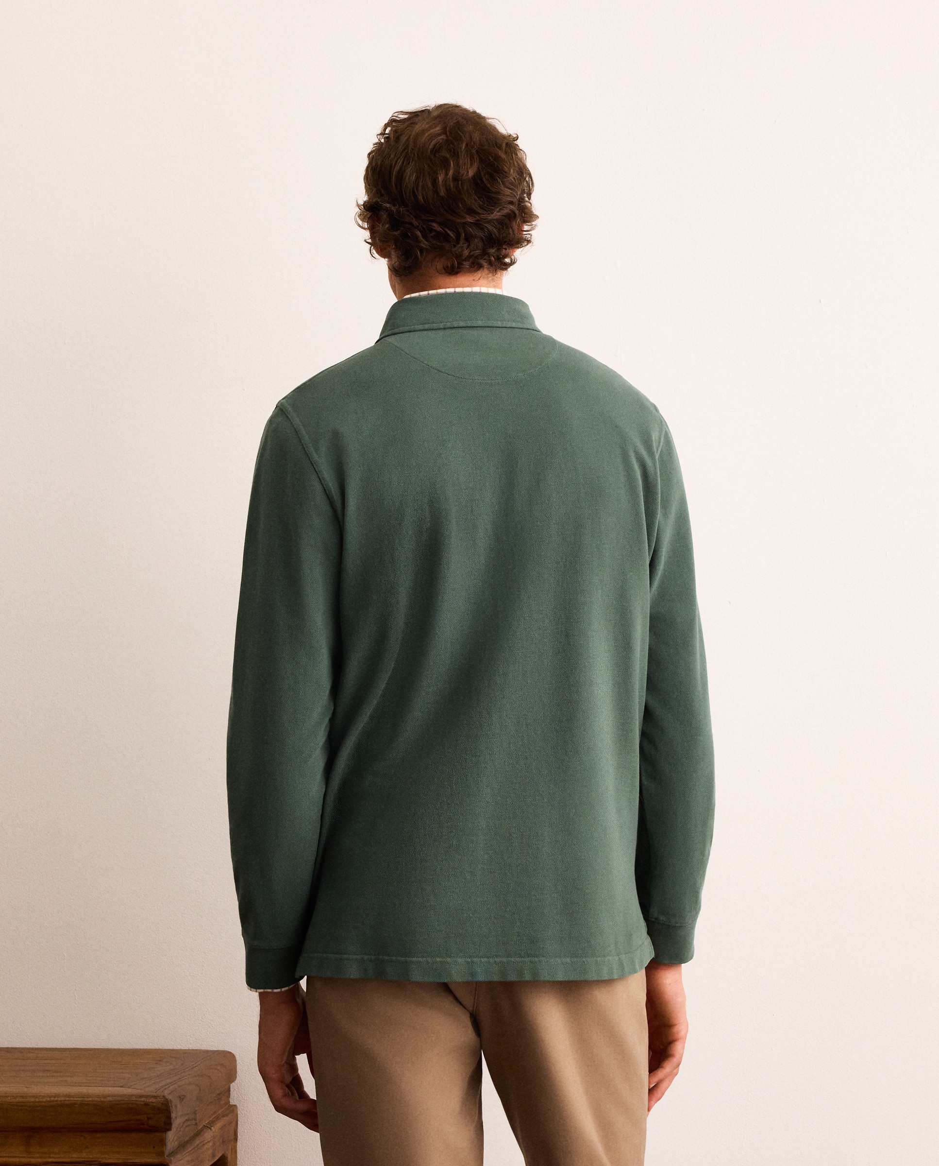 Polo de hombre de manga larga de piqué - Lloyd's - Verde oscuro Verde oscuro-3