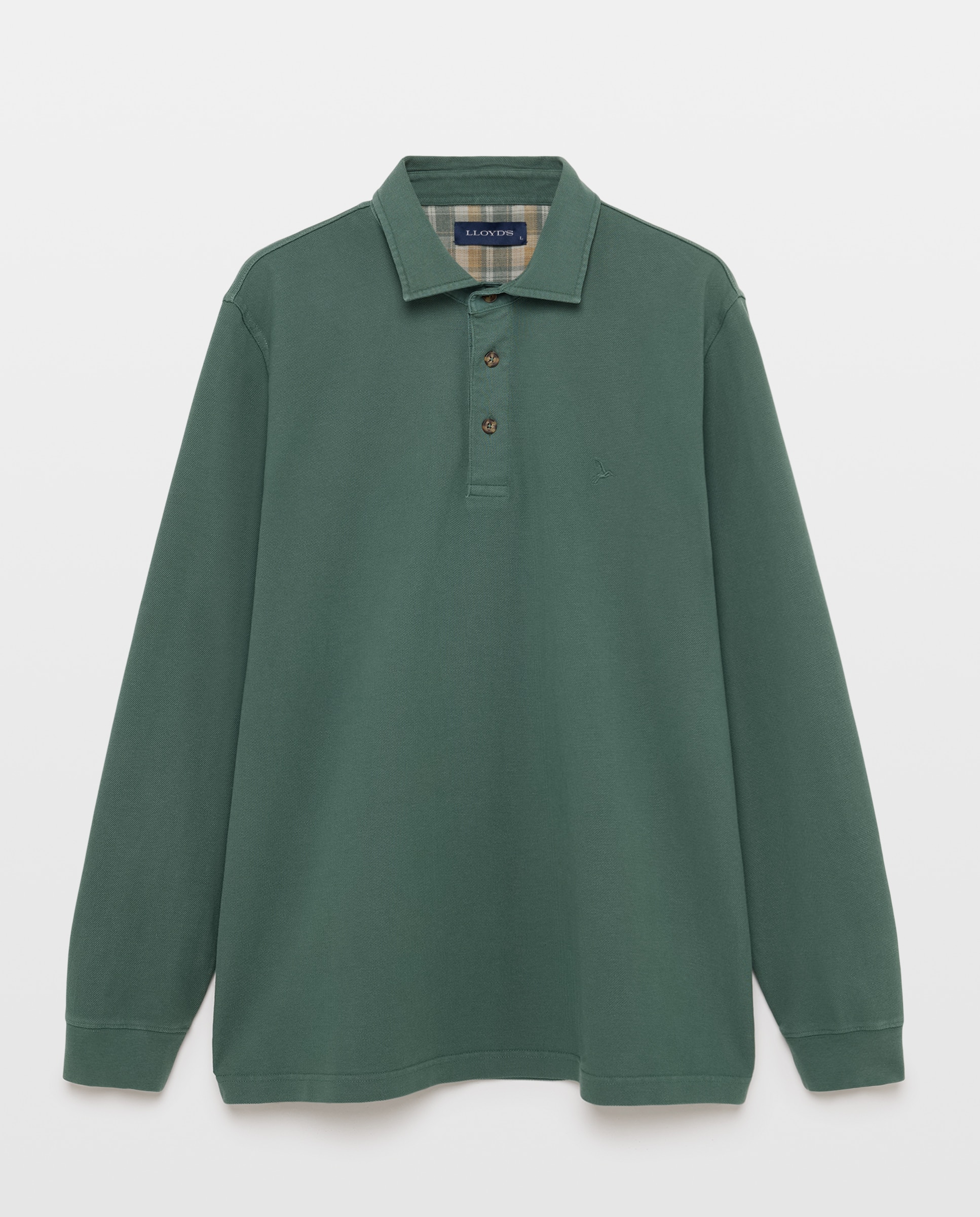 Polo de hombre de manga larga de piqué - Lloyd's - Verde oscuro Verde oscuro-4