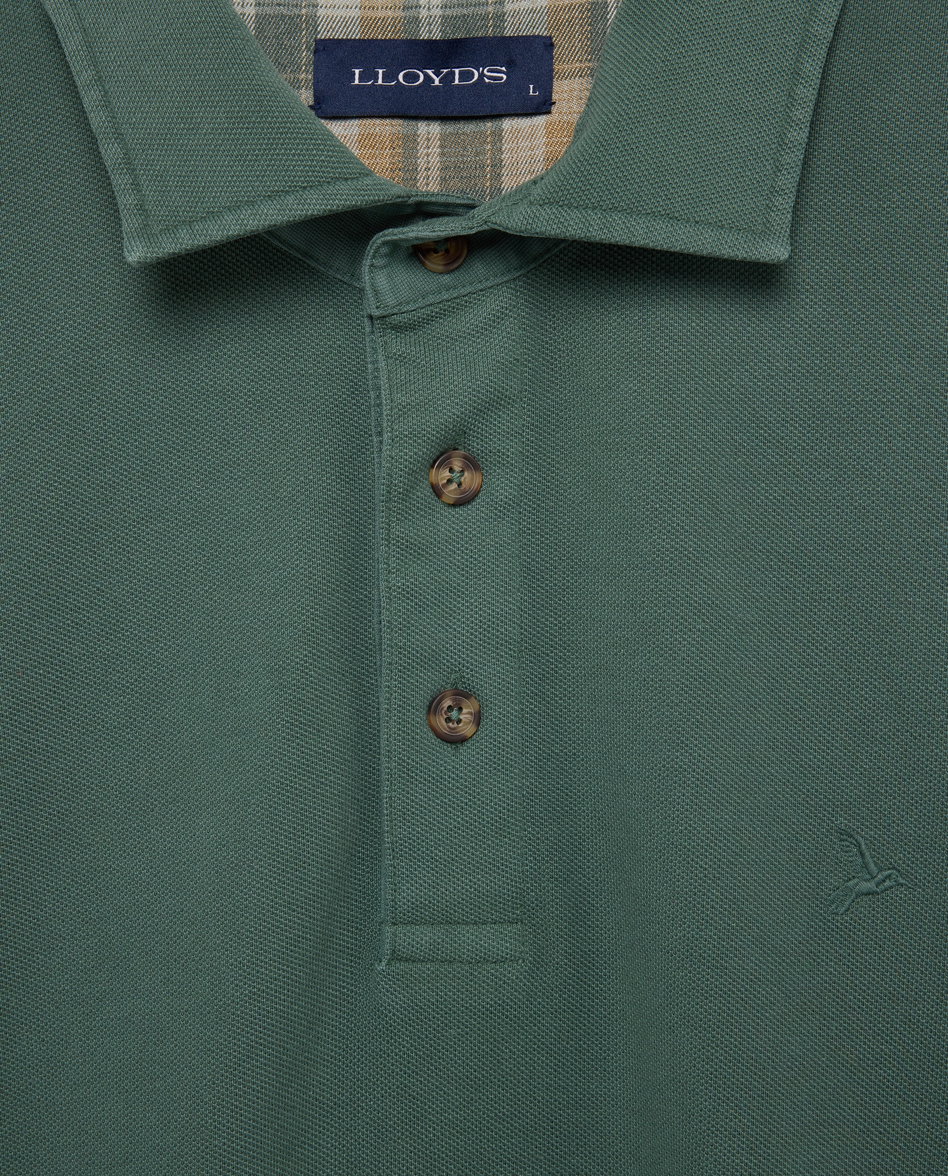 Polo de hombre de manga larga de piqué - Lloyd's - Verde oscuro Verde oscuro-5