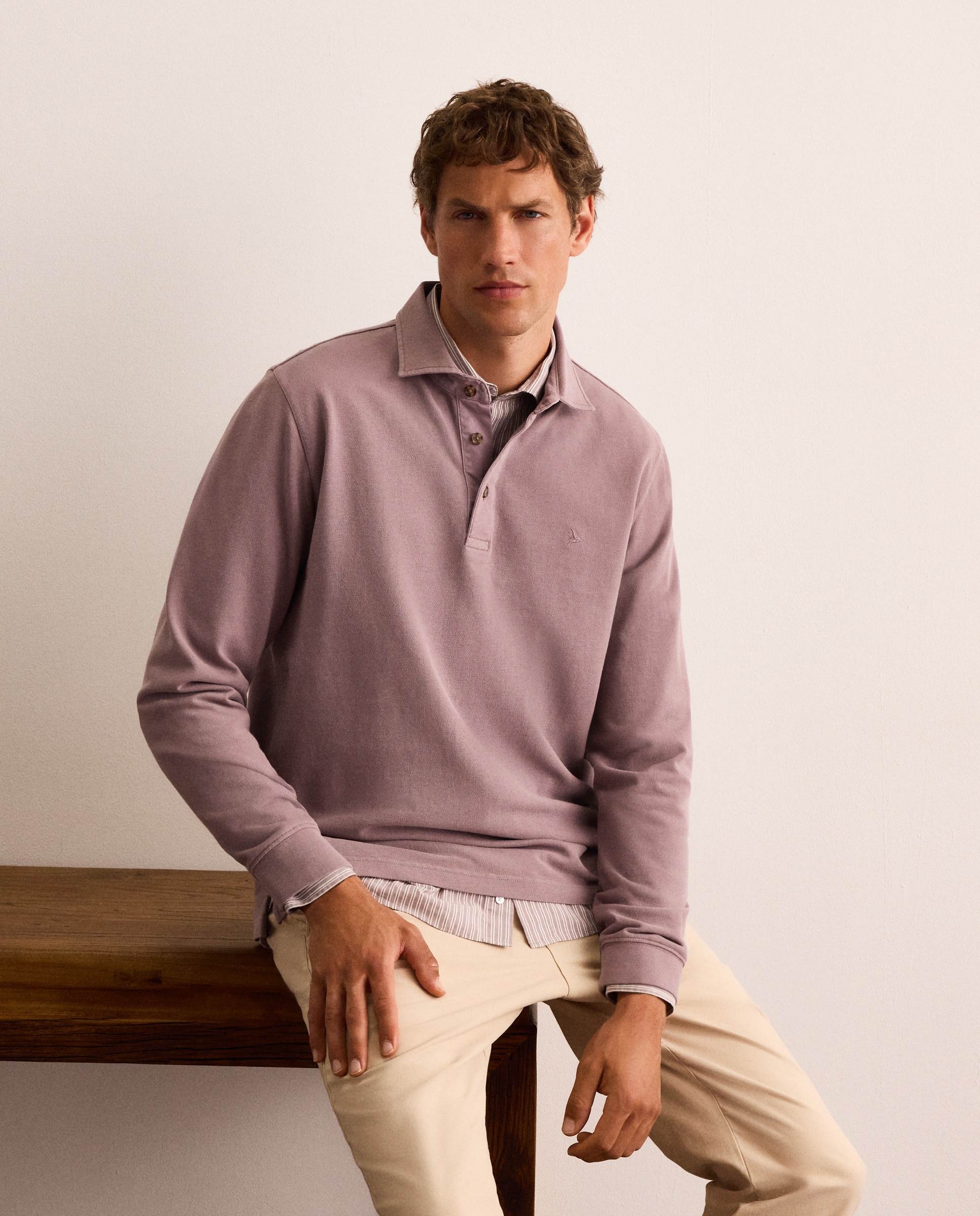 Polo de hombre de manga larga de piqué - Lloyd's - Lila Lila-1
