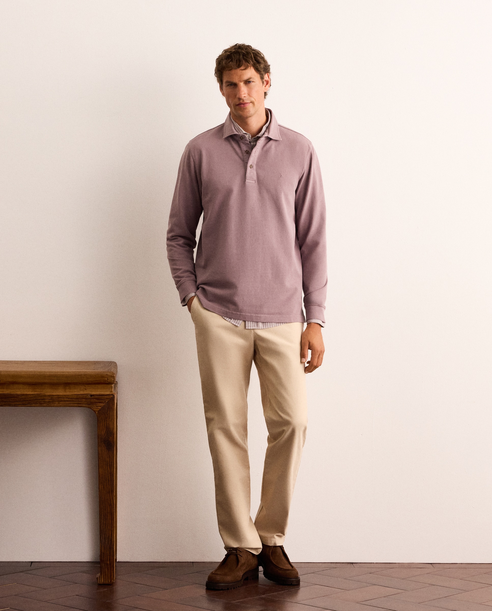 Polo de hombre de manga larga de piqué - Lloyd's - Lila Lila-2